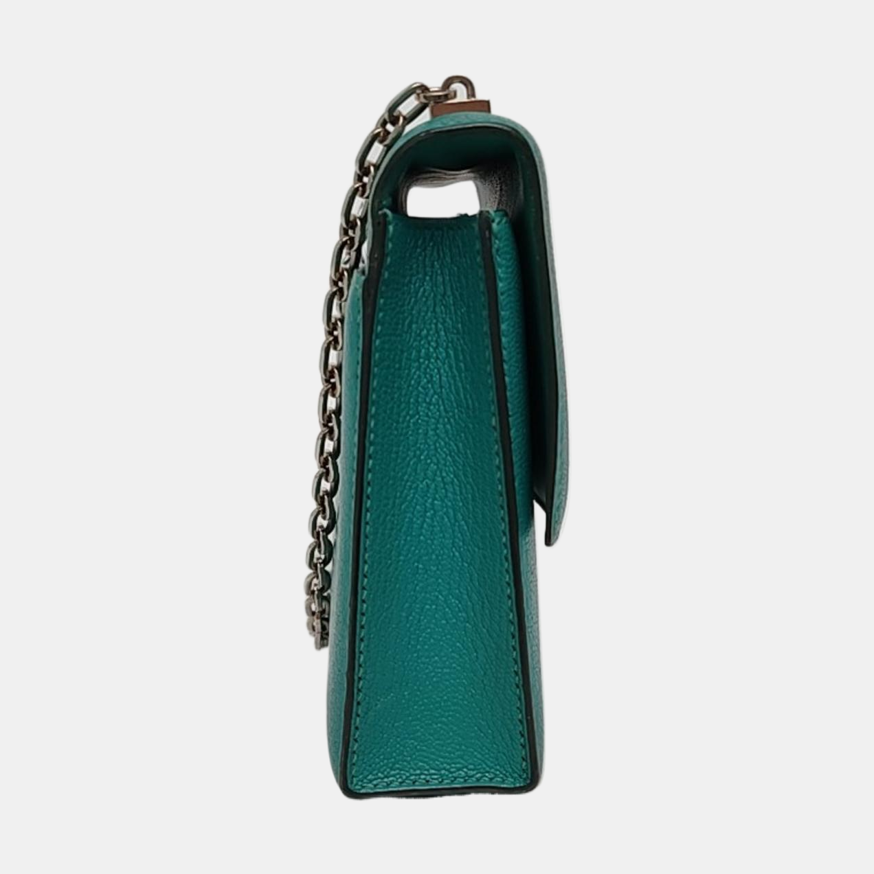 HERMÈS Verrou Mini Velvet Green Chèvre Mysore Goat Leather Gun Bag Crossbody Shoulder Bag Silver Hardware C-(SKU)-969129815