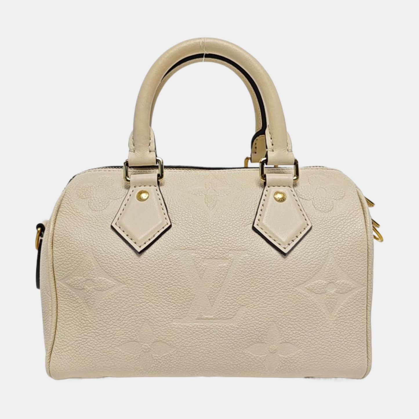 LOUIS VUITTON SPEEDY 20 Beige Calfskin Monogram Brown Pattern Boston Bag Shoulder Bag, Handbag, Crossbody Bag with Detachable Strap-(SKU)-969196925