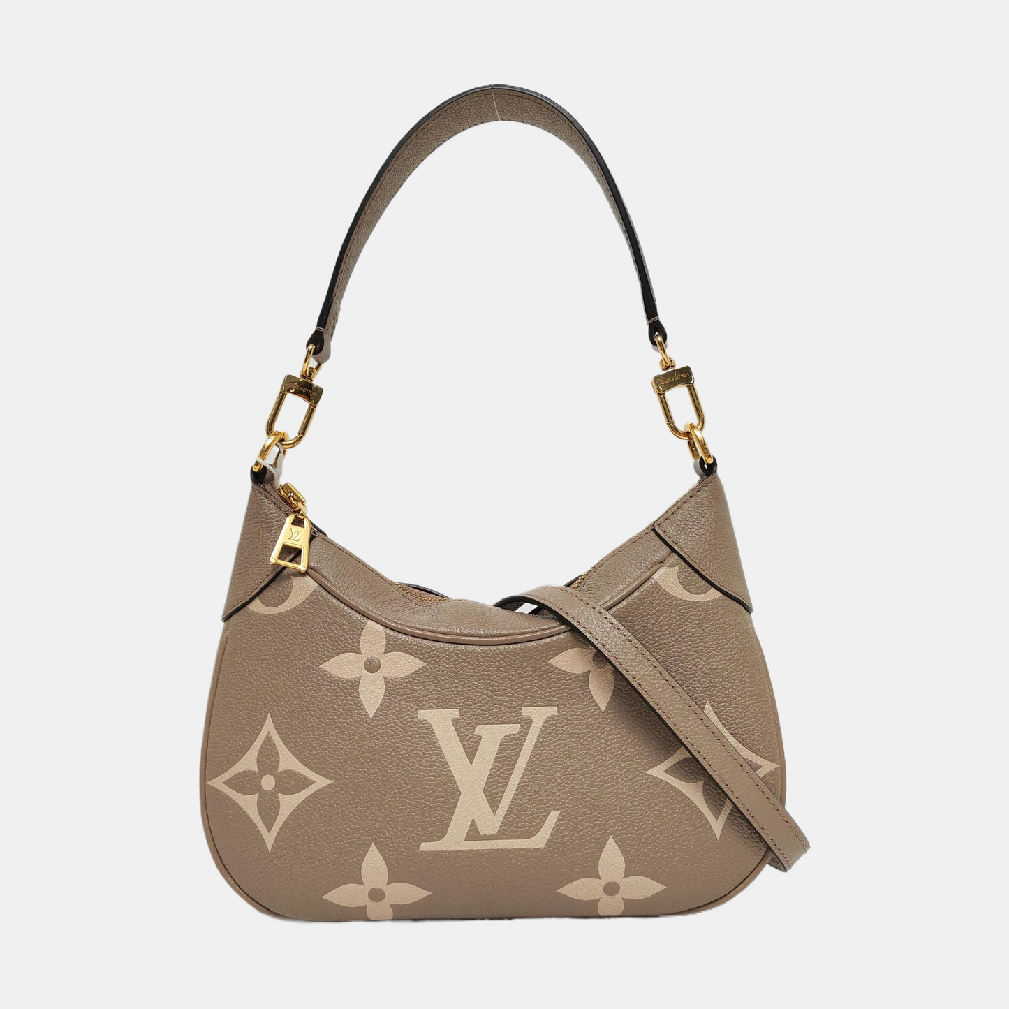LOUIS VUITTON BAGATELLE Grey Calfskin Embossed Shoulder Bag Tote Bag Crossbody Bag Golden Hardware 2 Removable Straps-(SKU)-969149113