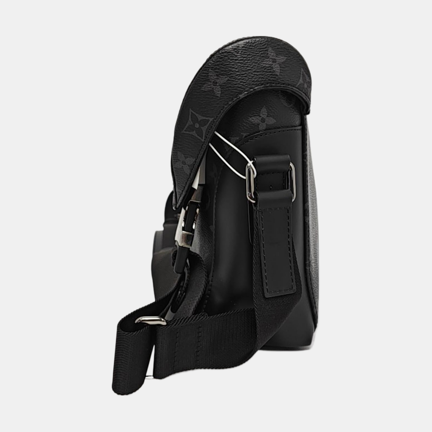 LOUIS VUITTON VOYAGER Small Black Coated Canvas Monogram Messenger Bag Crossbody Bag Shoulder Bag Silver Hardware Complete Accessories-(SKU)-969042134