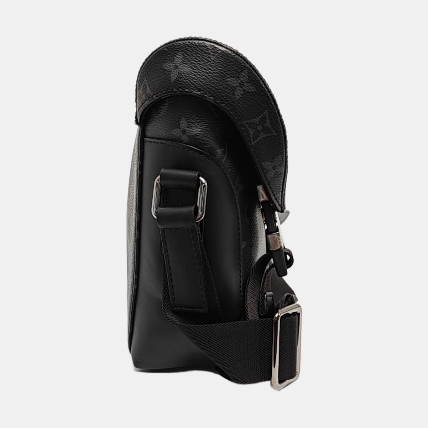 LOUIS VUITTON VOYAGER Small Black Coated Canvas Monogram Messenger Bag Crossbody Bag Shoulder Bag Silver Hardware Complete Accessories-(SKU)-969042134
