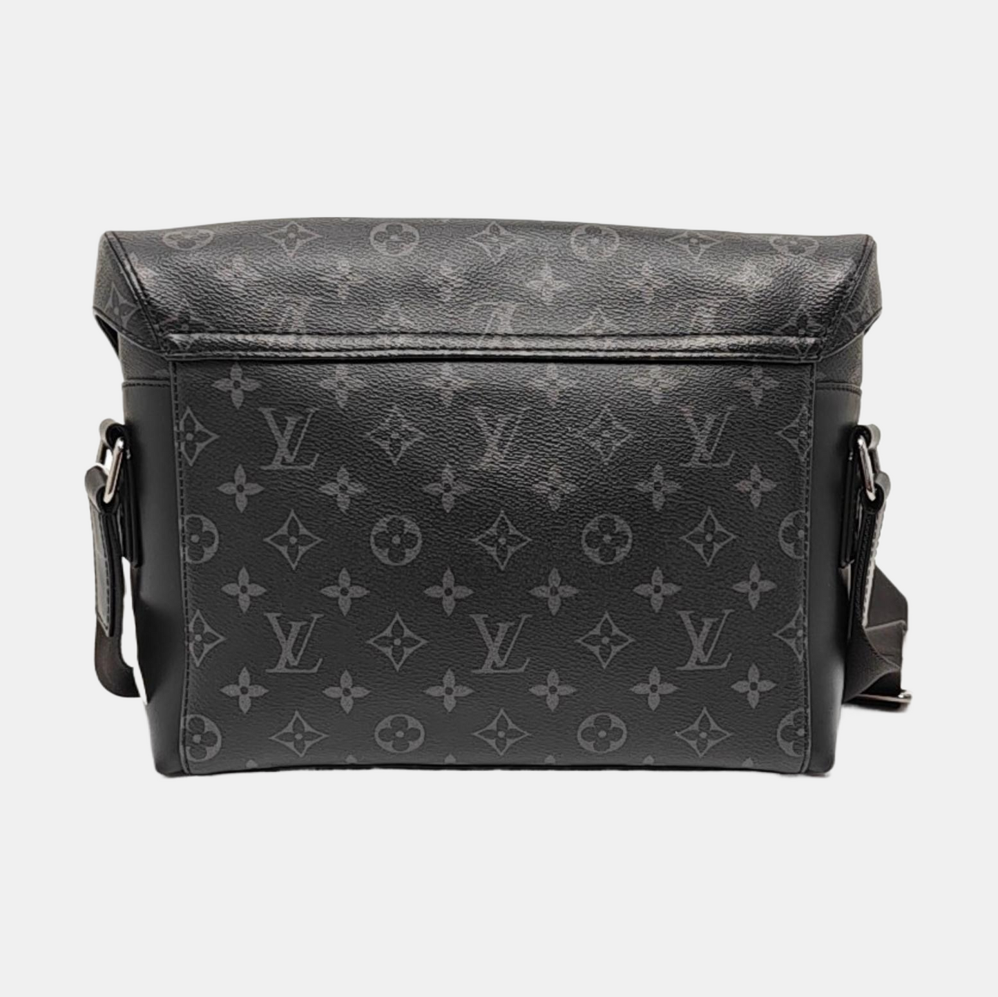 LOUIS VUITTON VOYAGER Small Black Coated Canvas Monogram Messenger Bag Crossbody Bag Shoulder Bag Silver Hardware Complete Accessories-(SKU)-969042134