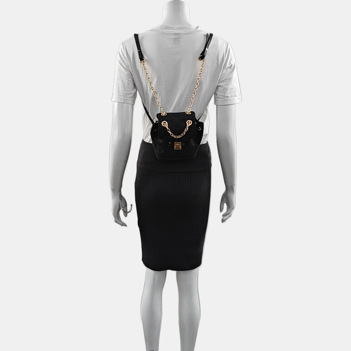 LOUIS VUITTON NOÉ Black Calfskin Monogram Embossed Backpack with Detachable Strap and Golden Hardware, 2 Straps-(SKU)-968793367