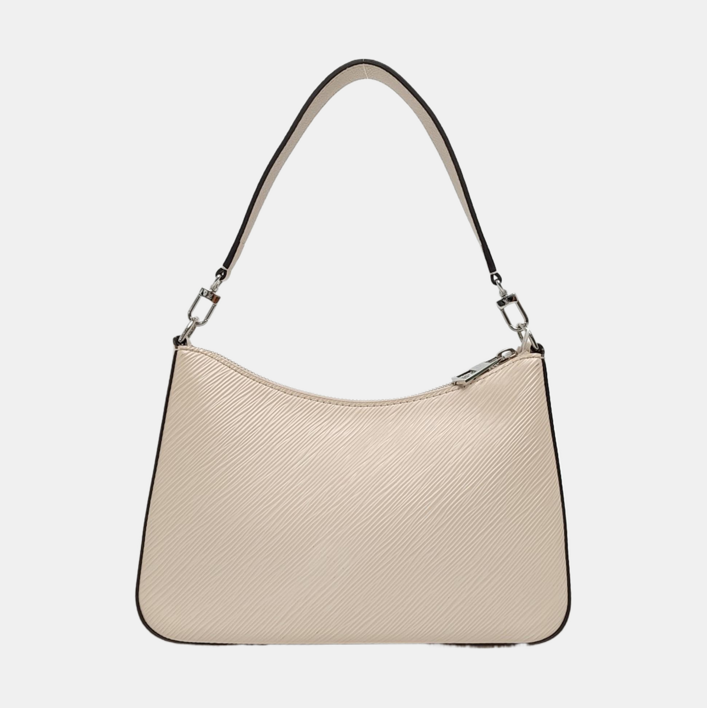 LOUIS VUITTON MARELLE White EPI Leather Wave Pattern Shoulder Bag Crossbody Handbag with Silver Hardware and 2 Detachable Straps-(SKU)-969150046