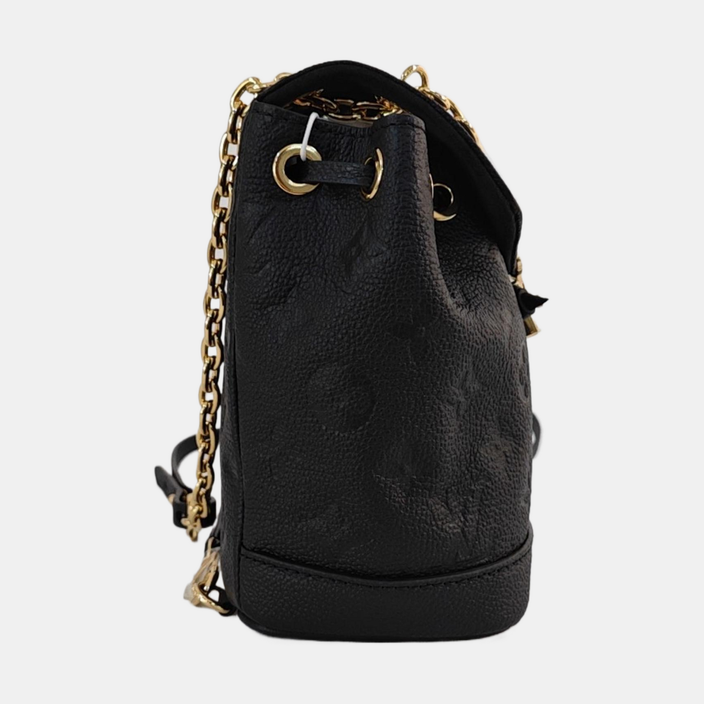 LOUIS VUITTON NOÉ Black Calfskin Monogram Embossed Backpack with Detachable Strap and Golden Hardware, 2 Straps-(SKU)-968793367