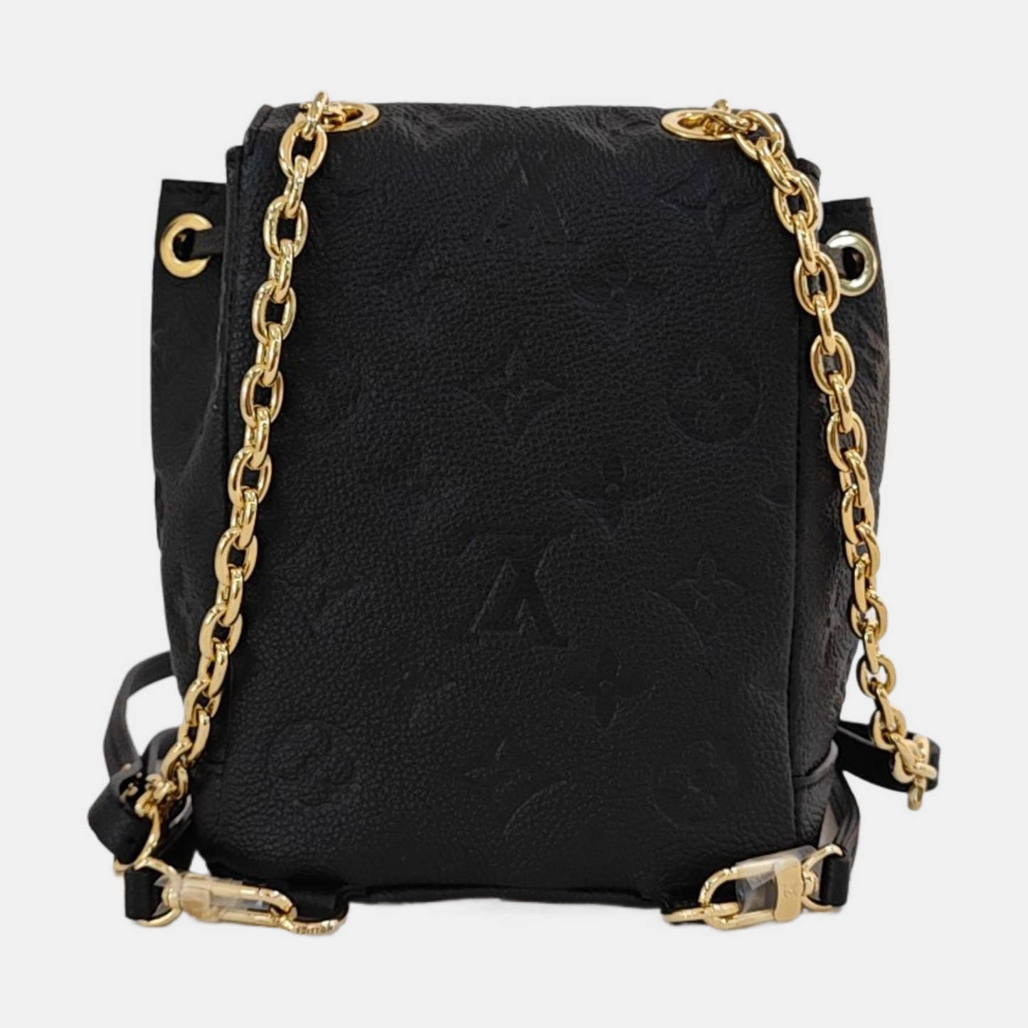 LOUIS VUITTON NOÉ Black Calfskin Monogram Embossed Backpack with Detachable Strap and Golden Hardware, 2 Straps-(SKU)-968793367