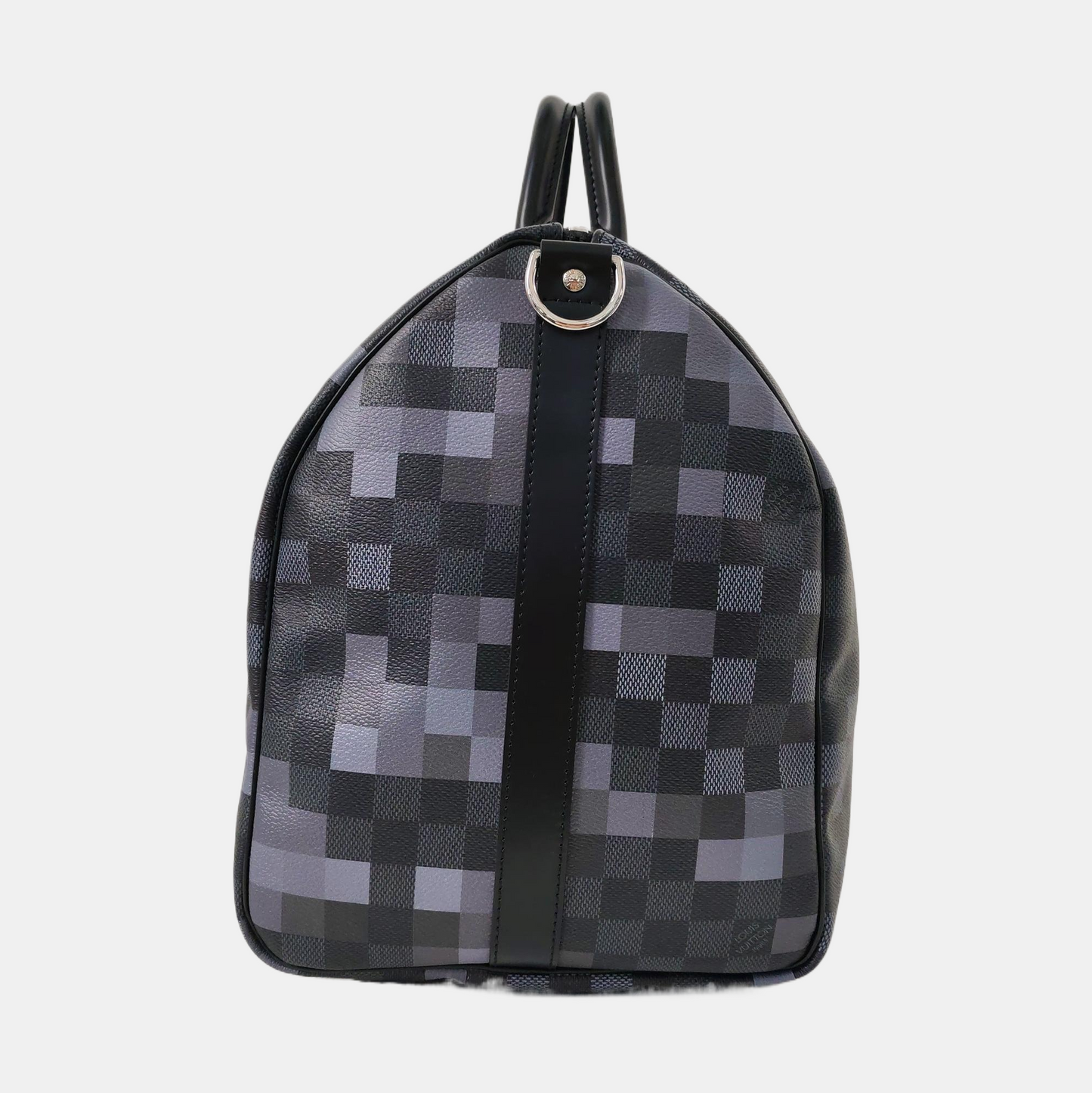 LOUIS VUITTON KEEPALL 50 Grey Coated Canvas Chessboard Pattern Single Shoulder Bag Handbag Crossbody Bag Detachable Strap-(SKU)-969251083