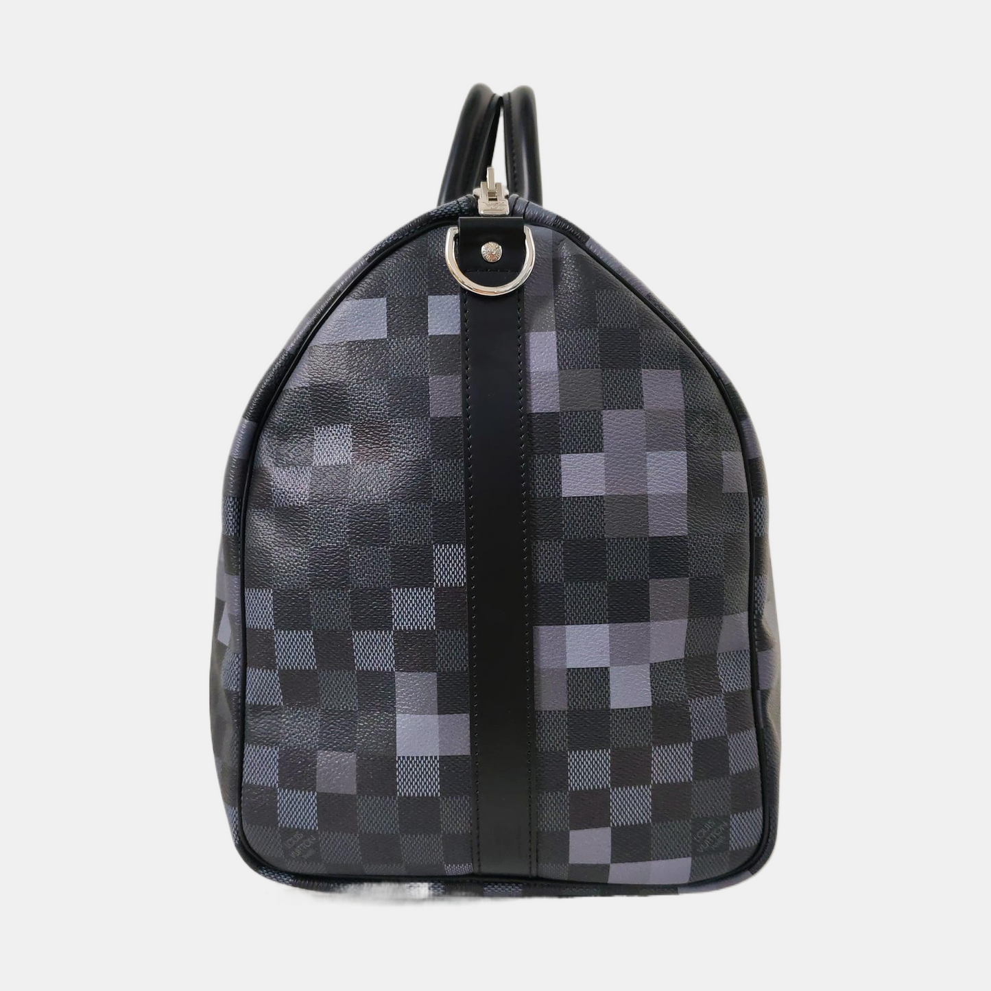 LOUIS VUITTON KEEPALL 50 Grey Coated Canvas Chessboard Pattern Single Shoulder Bag Handbag Crossbody Bag Detachable Strap-(SKU)-969251083