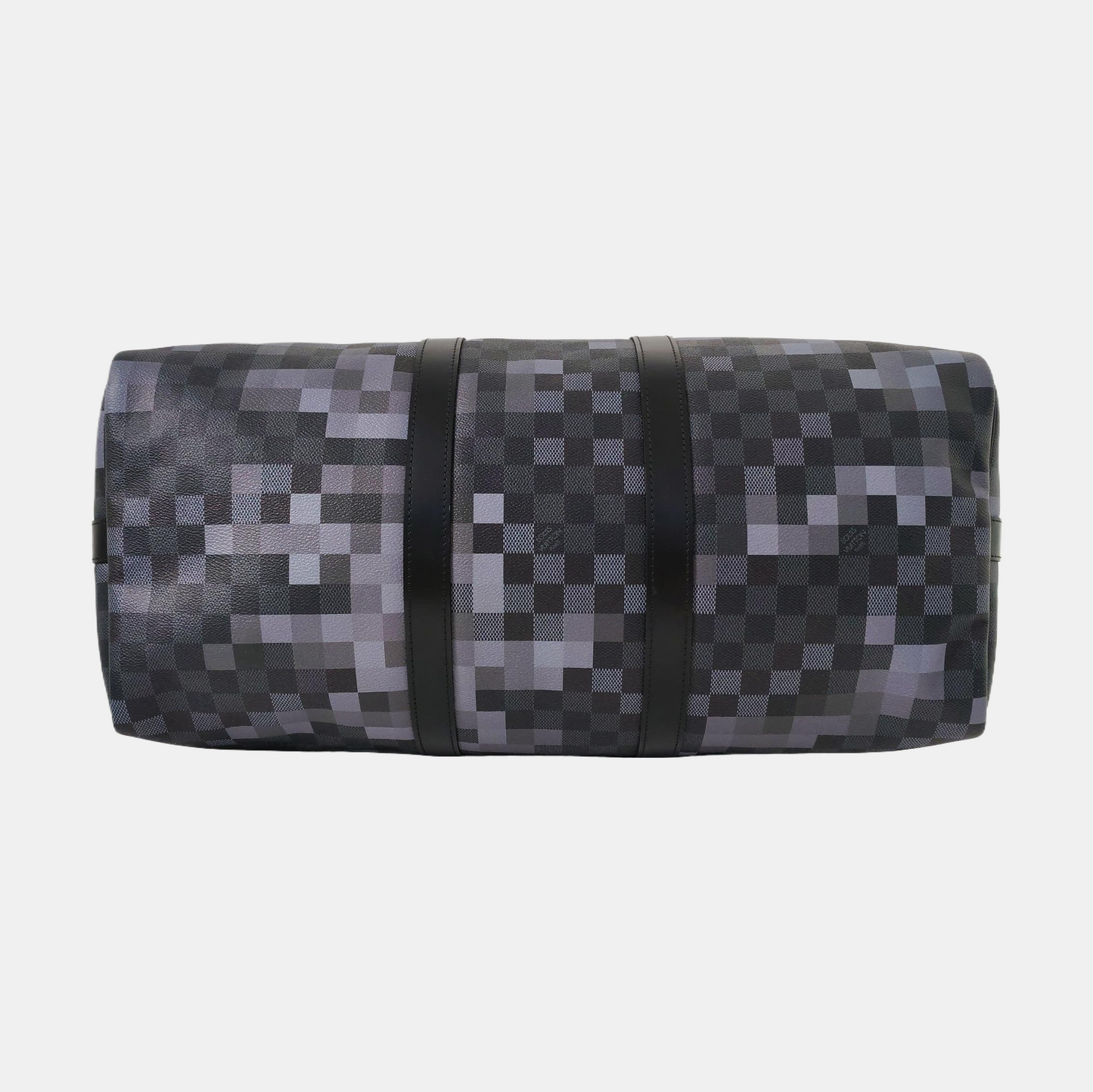 LOUIS VUITTON KEEPALL 50 Grey Coated Canvas Chessboard Pattern Single Shoulder Bag Handbag Crossbody Bag Detachable Strap-(SKU)-969251083
