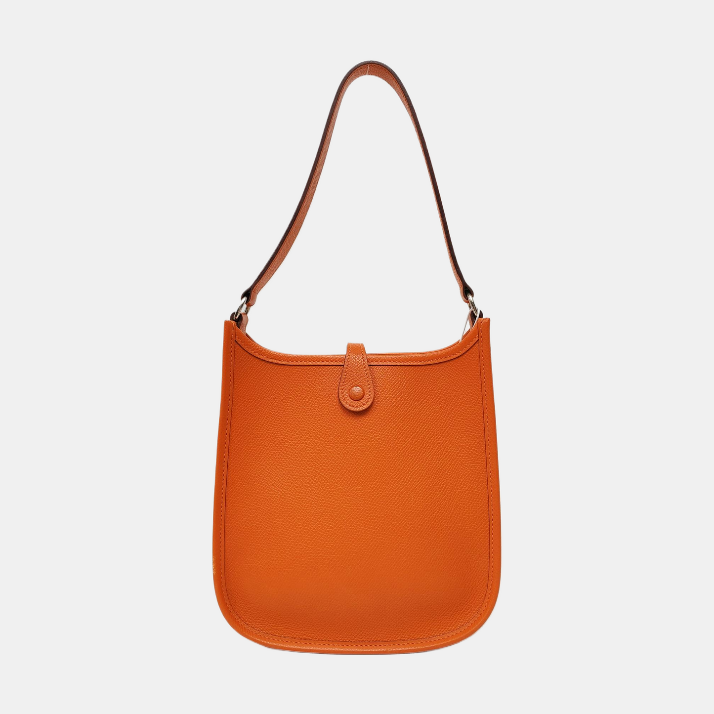 HERMÈS Evelyne TPM Hermes Orange Epsom Calfskin Evelyne Handbag Single Shoulder Bag Crossbody Bag Silver Hardware 🄸 Stamped-(SKU)-969044351