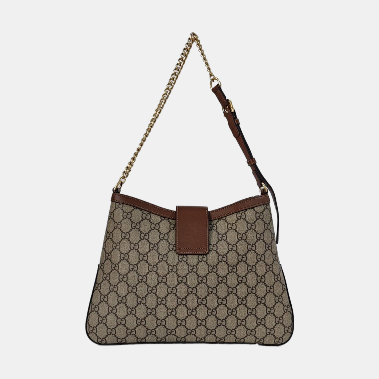 GUCCI Padlock Medium Brown Coated Canvas Monogram Shoulder Bag Handbag Golden Hardware-(SKU)-969086210