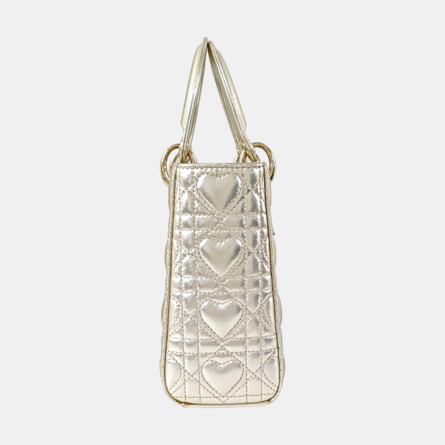 DIOR Lady Dior Small Champagne Lamb Skin Quilted Four Compartments Shoulder Bag Tote Crossbody Bag with Detachable Strap-(SKU)-969145755