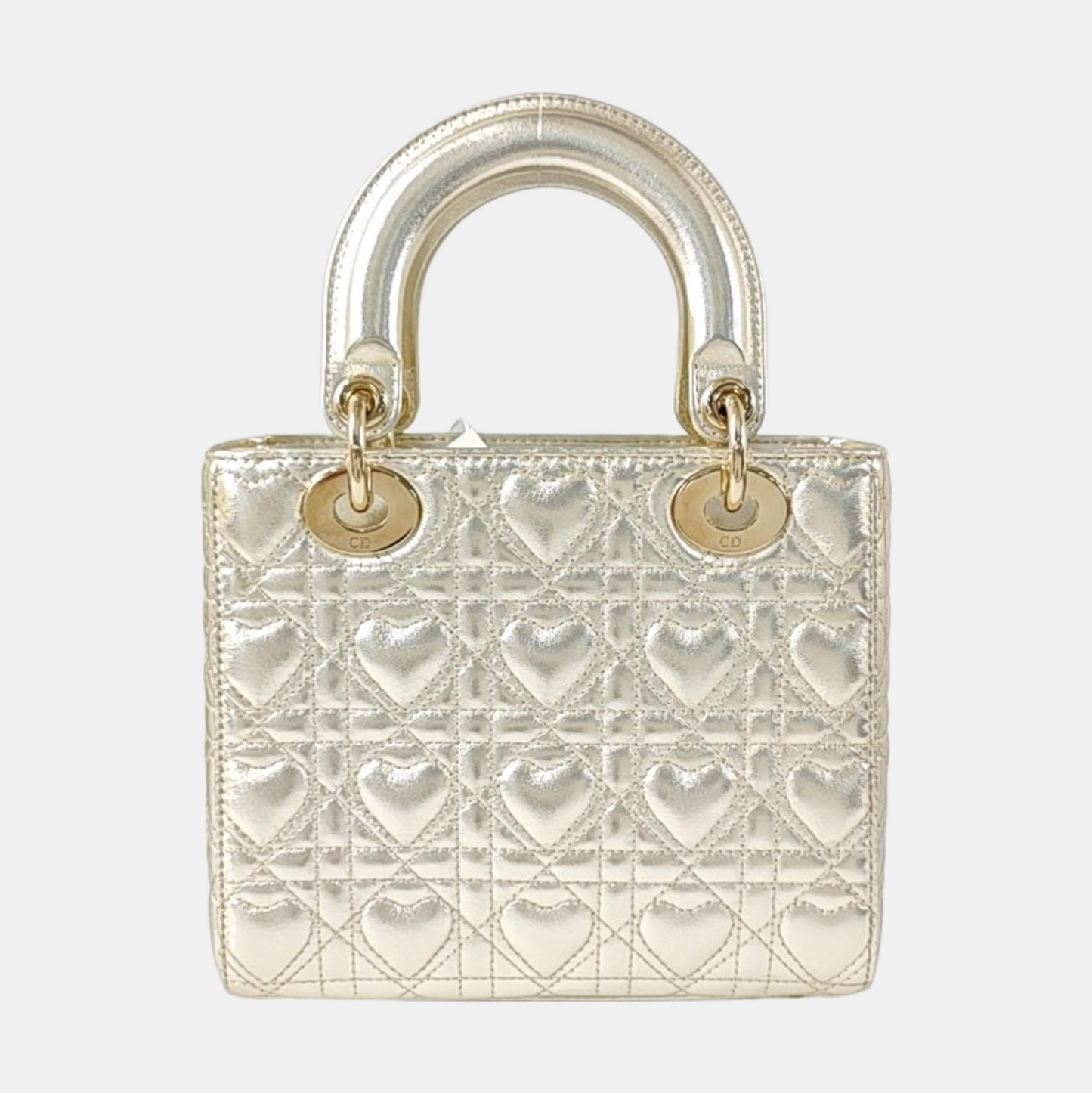 DIOR Lady Dior Small Champagne Lamb Skin Quilted Four Compartments Shoulder Bag Tote Crossbody Bag with Detachable Strap-(SKU)-969145755
