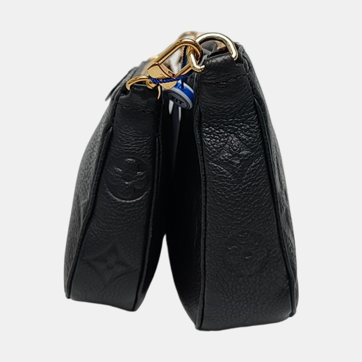 LOUIS VUITTON MULTI Black Leather Embossed Crossbody Handbag Single Shoulder Bag Golden Hardware Removable Strap 2 Straps-(SKU)-969245680