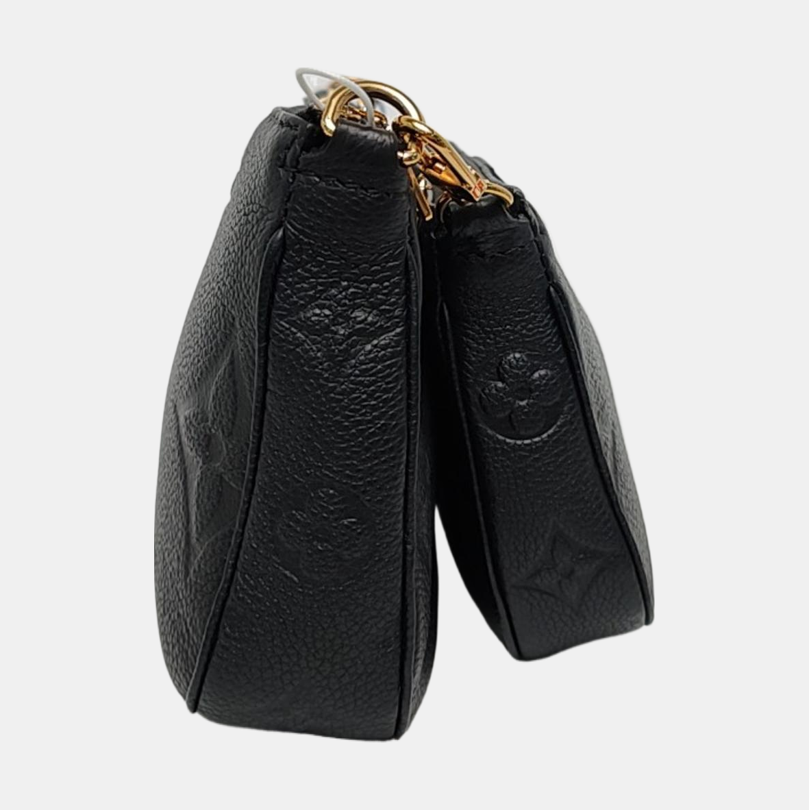 LOUIS VUITTON MULTI Black Leather Embossed Crossbody Handbag Single Shoulder Bag Golden Hardware Removable Strap 2 Straps-(SKU)-969245680