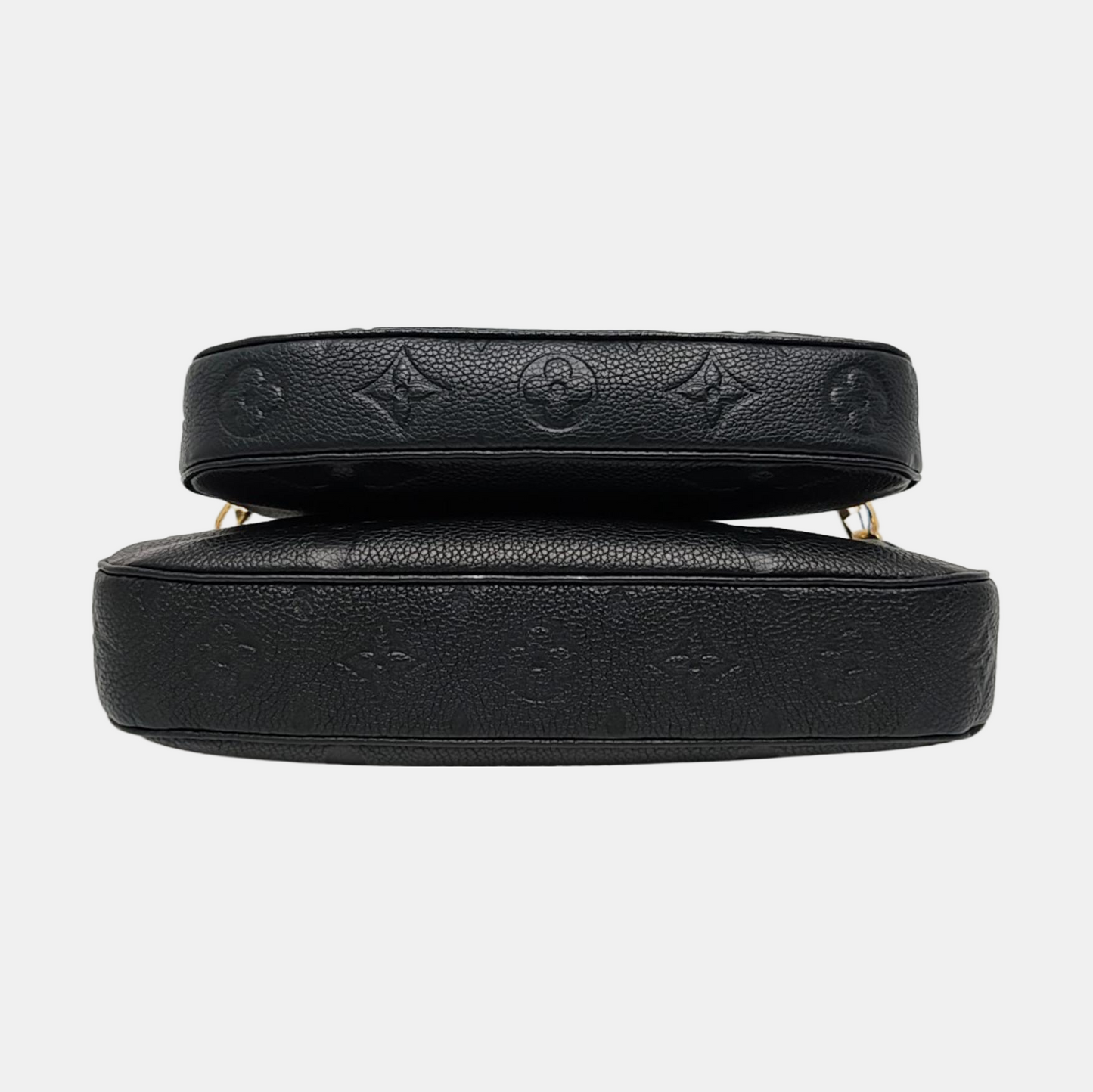 LOUIS VUITTON MULTI Black Leather Embossed Crossbody Handbag Single Shoulder Bag Golden Hardware Removable Strap 2 Straps-(SKU)-969245680