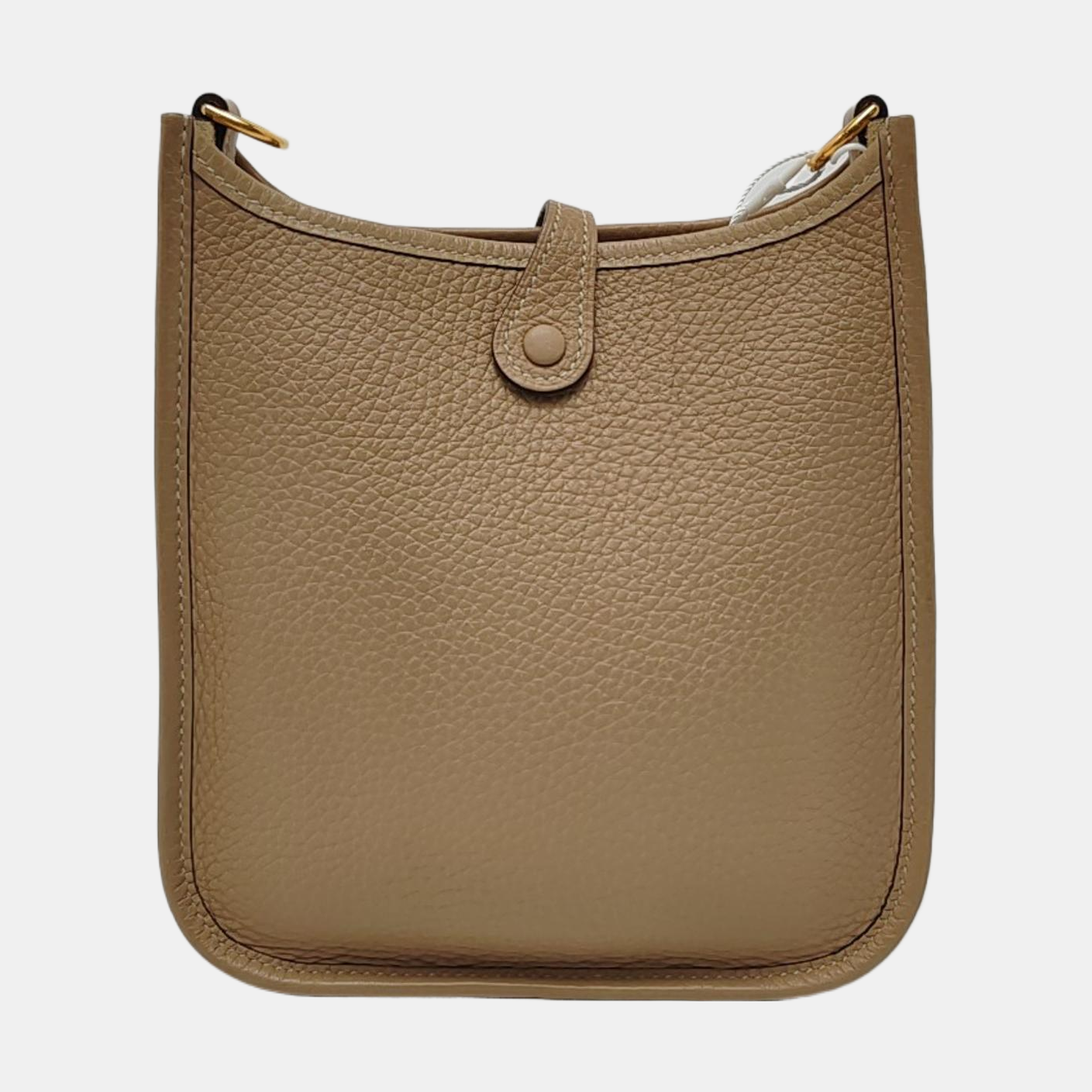 HERMÈS Evelyne TPM Malfatti Beige Clemence Leather Cutout Evelyne Shoulder Bag Crossbody Bag Golden Hardware U Engraved Removable Shoulder Strap-(SKU)-969331994