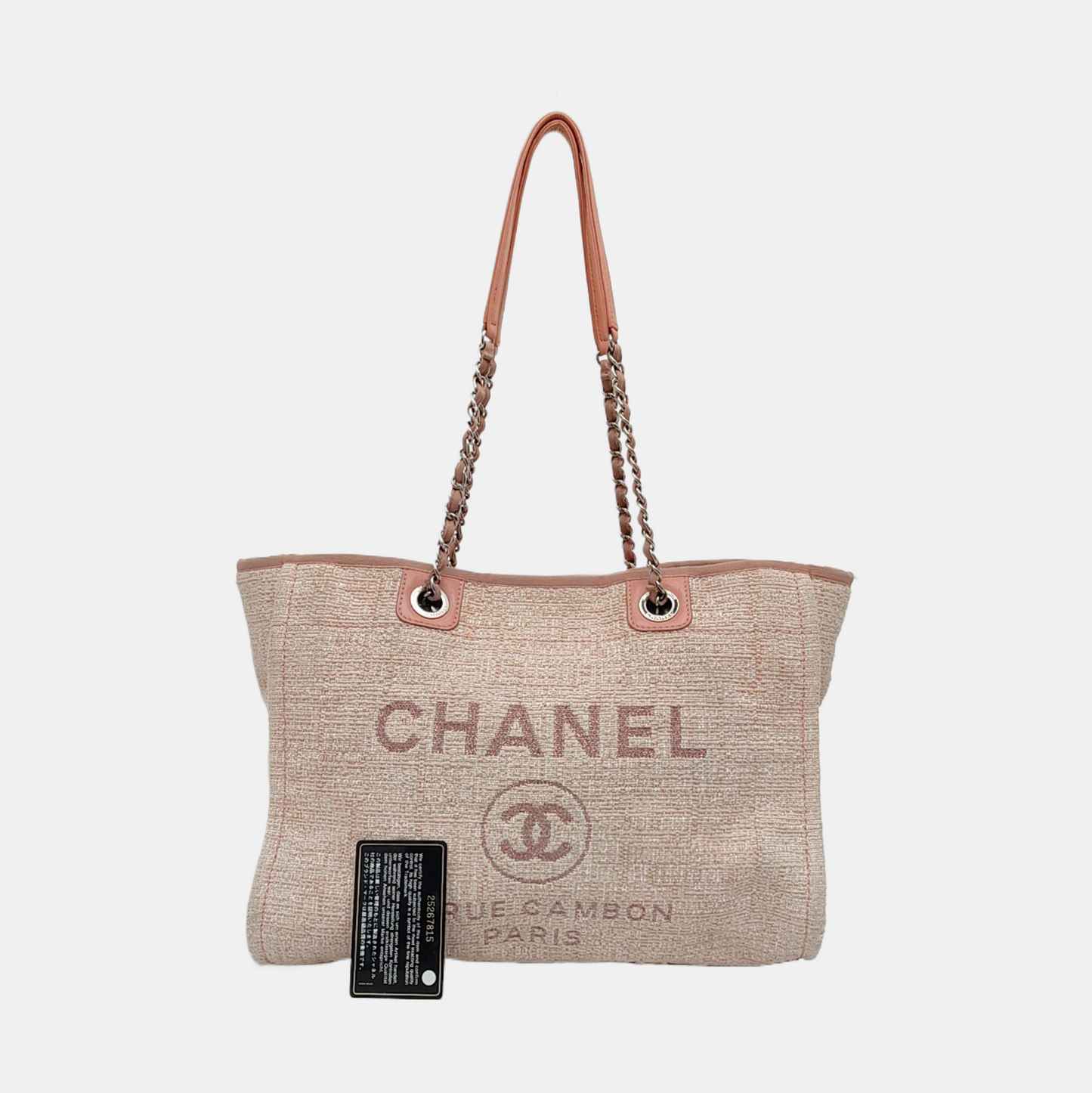 CHANEL DEAUVILLE Small Pink Canvas Shoulder Bag with Silver Hardware, 25 Clasps-(SKU)-969333382