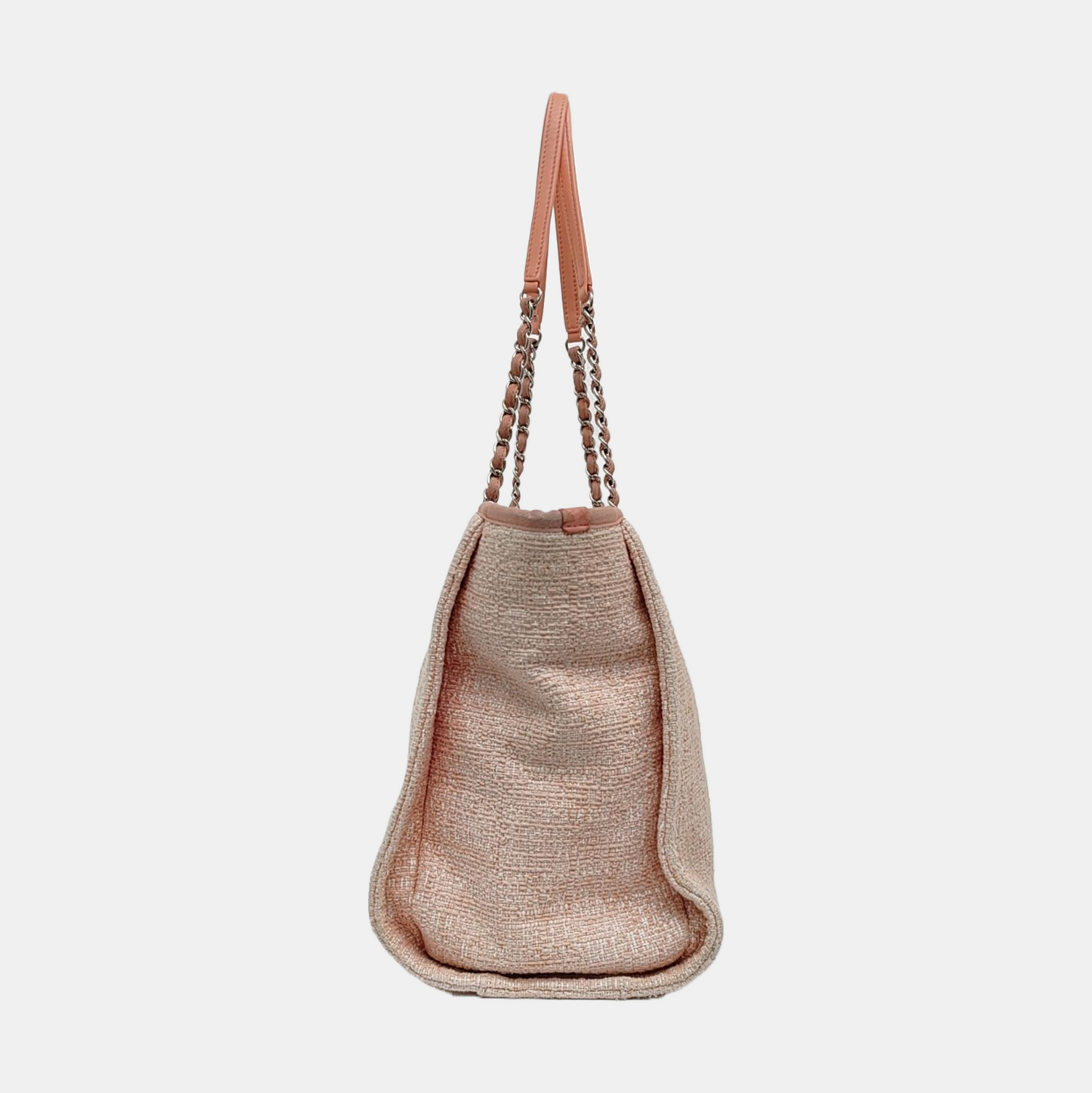 CHANEL DEAUVILLE Small Pink Canvas Shoulder Bag with Silver Hardware, 25 Clasps-(SKU)-969333382