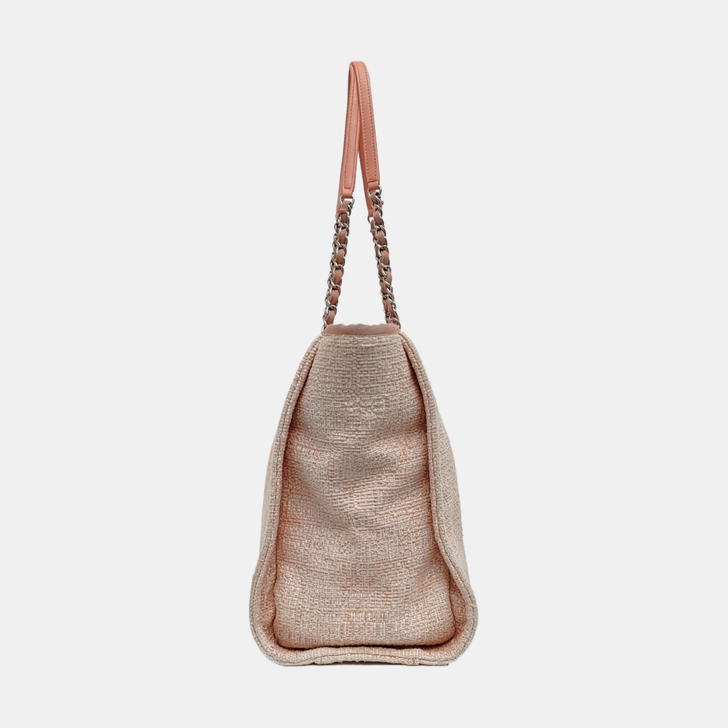 CHANEL DEAUVILLE Small Pink Canvas Shoulder Bag with Silver Hardware, 25 Clasps-(SKU)-969333382
