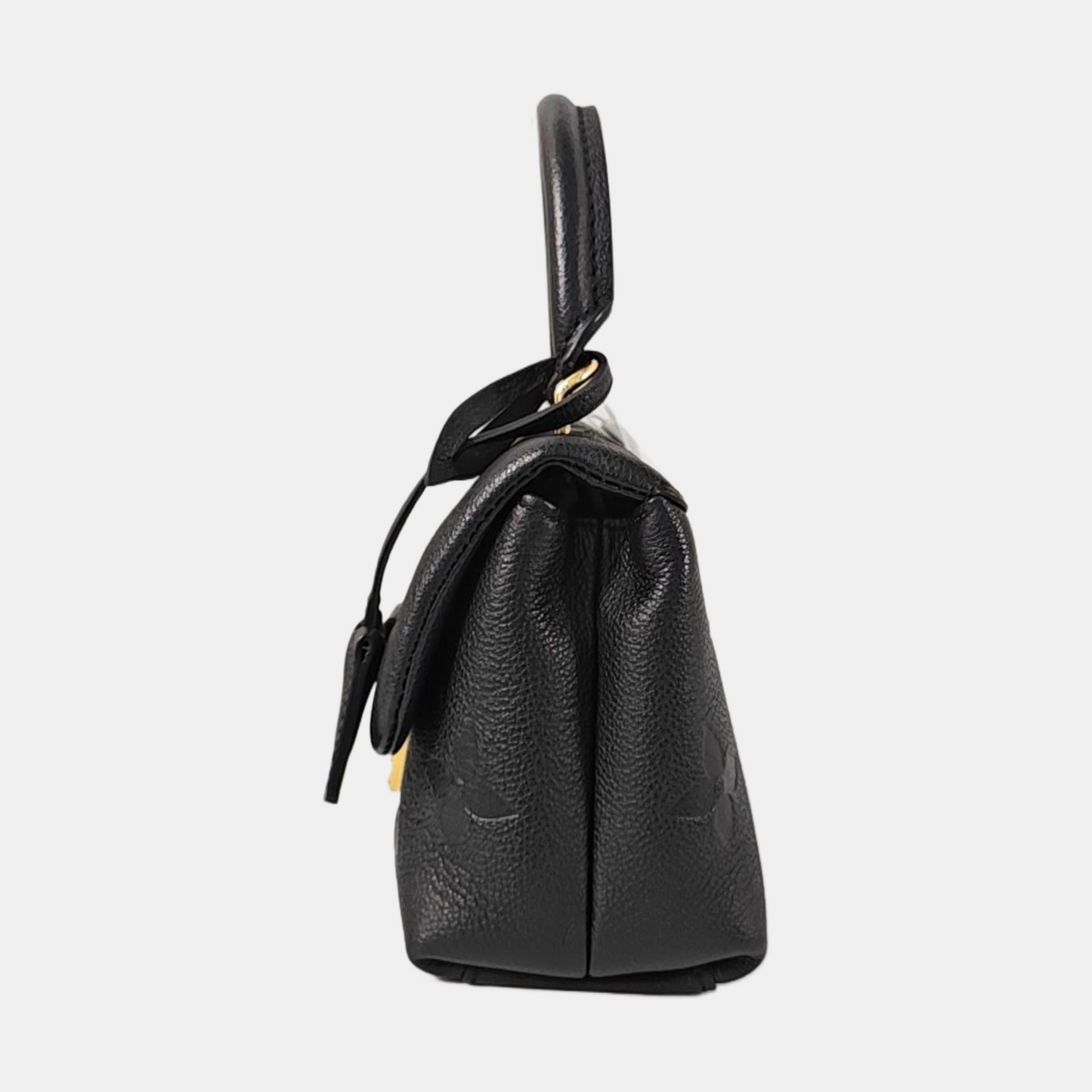 LOUIS VUITTON MADELEIN Black Calfskin Monogram Embossed Crossbody Bag, Shoulder Bag, Handle Bag with Detachable Strap, Golden Hardware-(SKU)-969077073