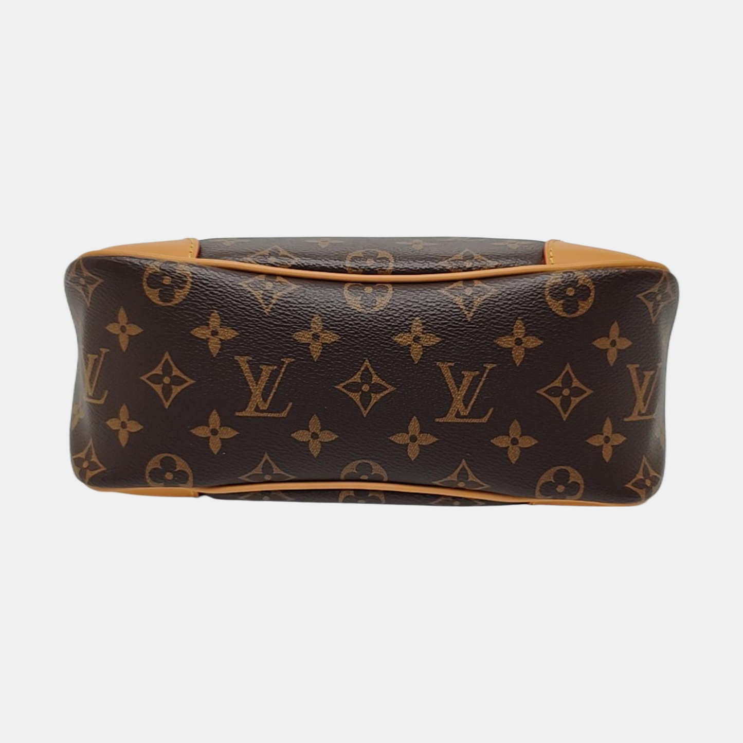 LOUIS VUITTON BOULOGNE Brown Coated Canvas Monogram Horn Bag Single Shoulder Bag Tote Bag Crossbody Bag with Gold Hardware and 2 Detachable Shoulder Straps-(SKU)-969109730