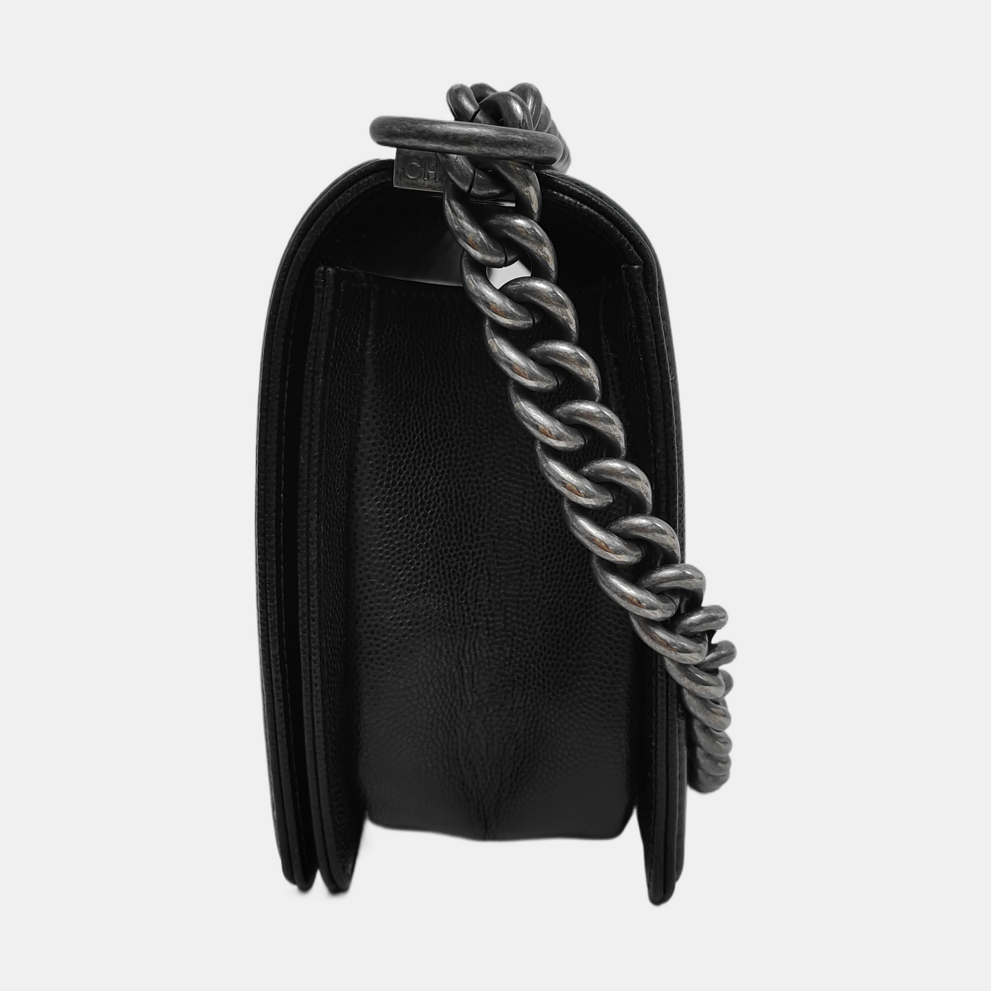 CHANEL BOY CHANEL Medium Black Lamb Calfskin Quilted Crossbody Bag Single Shoulder Bag Handbag Detachable Strap-(SKU)-968906623