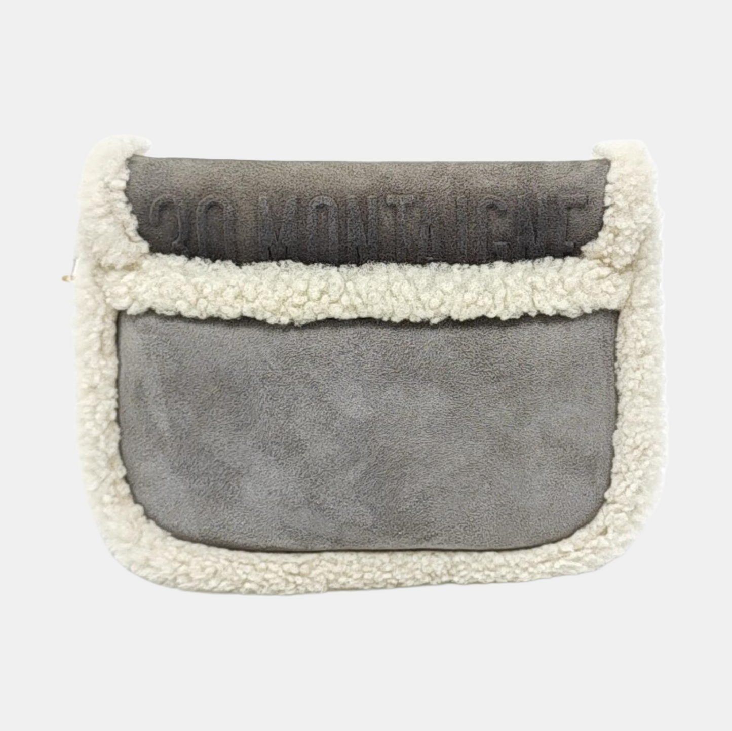DIOR Bobby Medium Grey Wool Skin Saddle Bag Single Shoulder Bag Handbag Crossbody Bag Gold Hardware Removable Strap-(SKU)-969198094