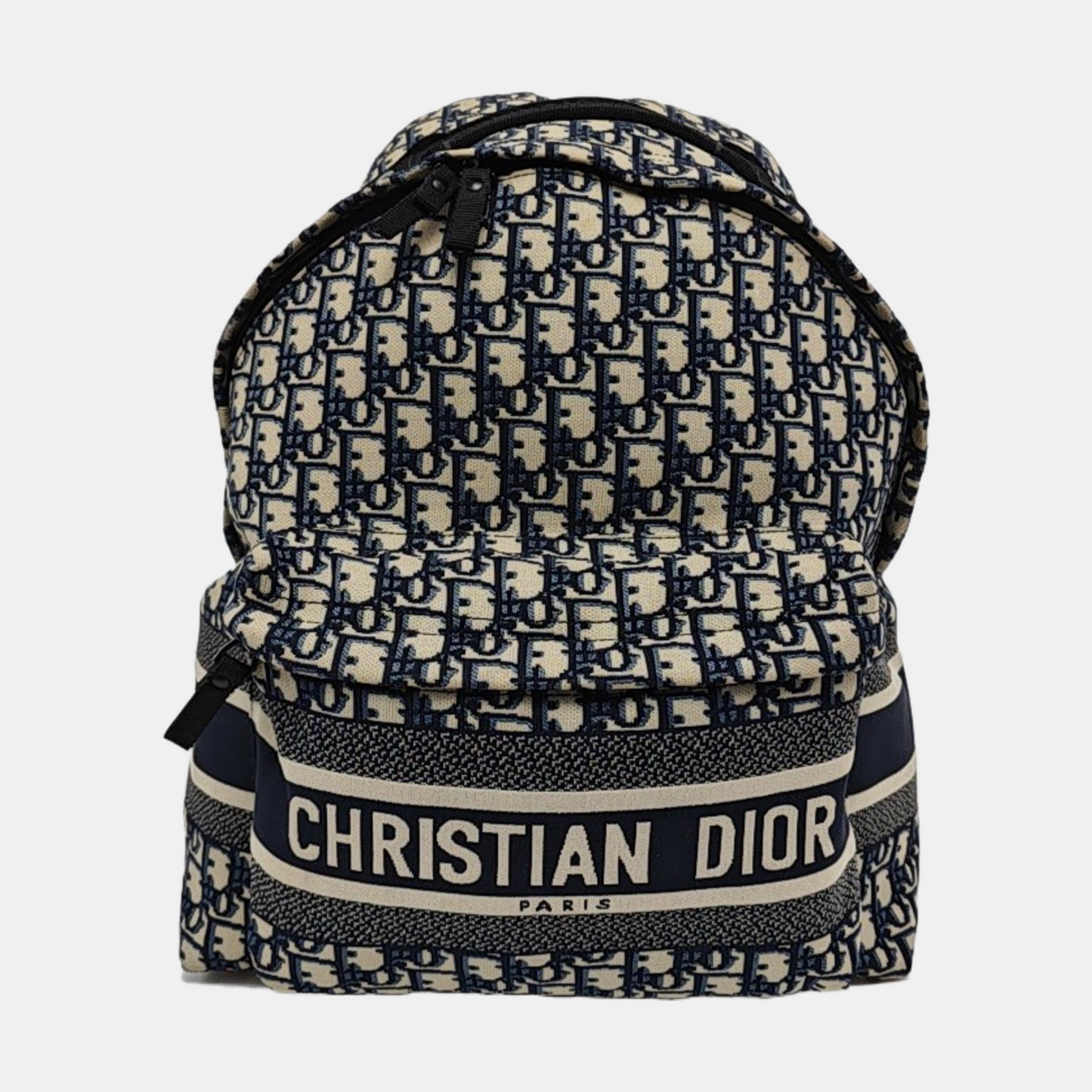 DIOR Diortravel Beige Canvas Monogrammed Jacquard Double Shoulder Bag Black Hardware-(SKU)-969030670