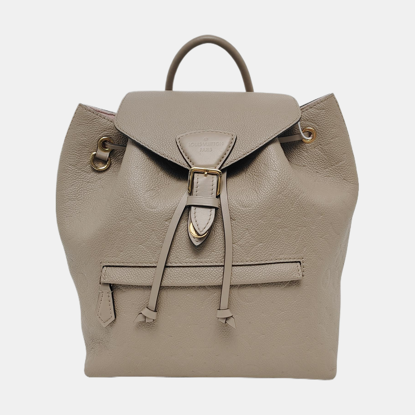 LOUIS VUITTON MONTSOURIS Grey Leather Monogram Embossed Backpack Tote Bag Golden Hardware-(SKU)-969217937