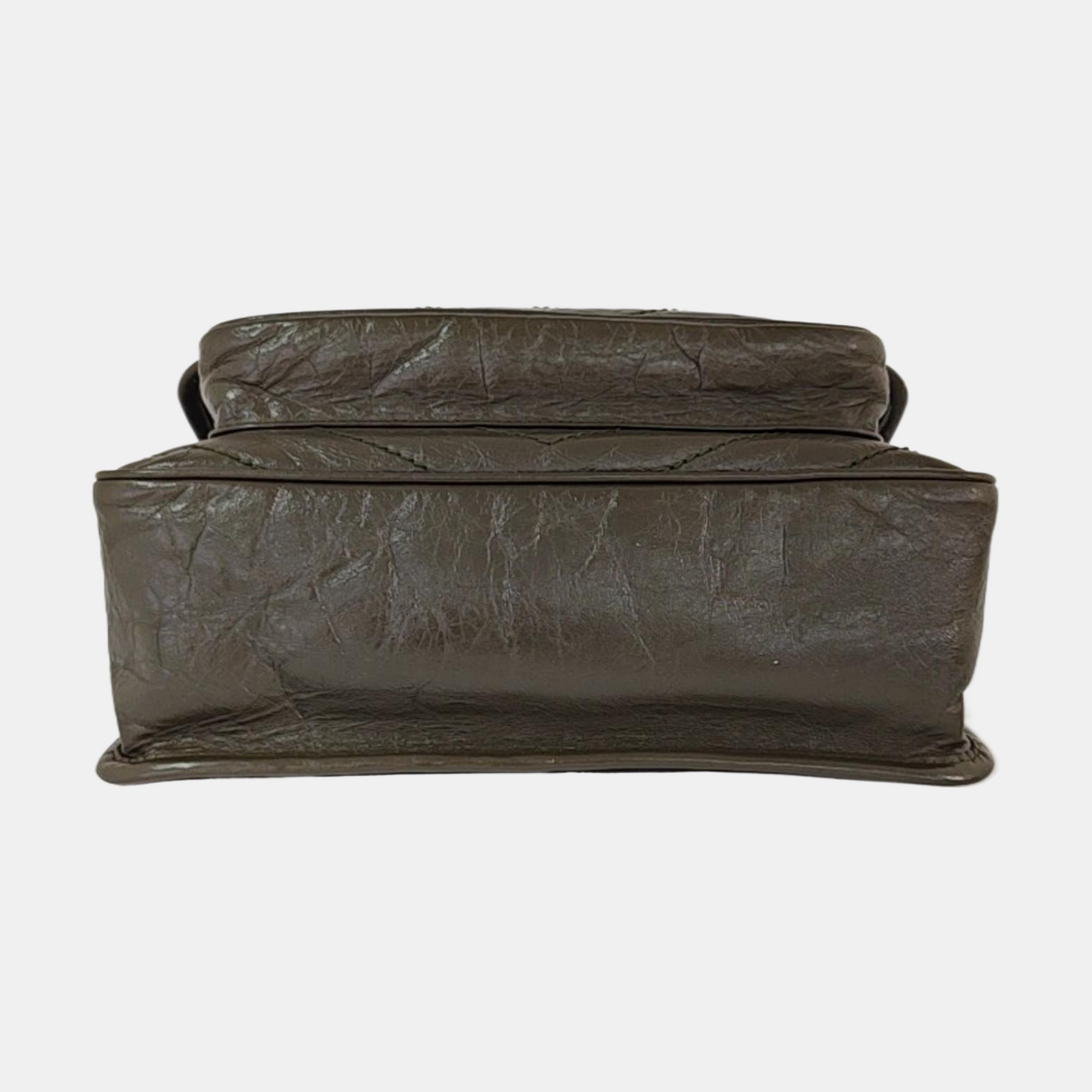 YSL NIKI Medium Grey Calfskin V-Shape Pleated Single Shoulder Bag and Crossbody with Silver Grey Hardware-(SKU)-969271602