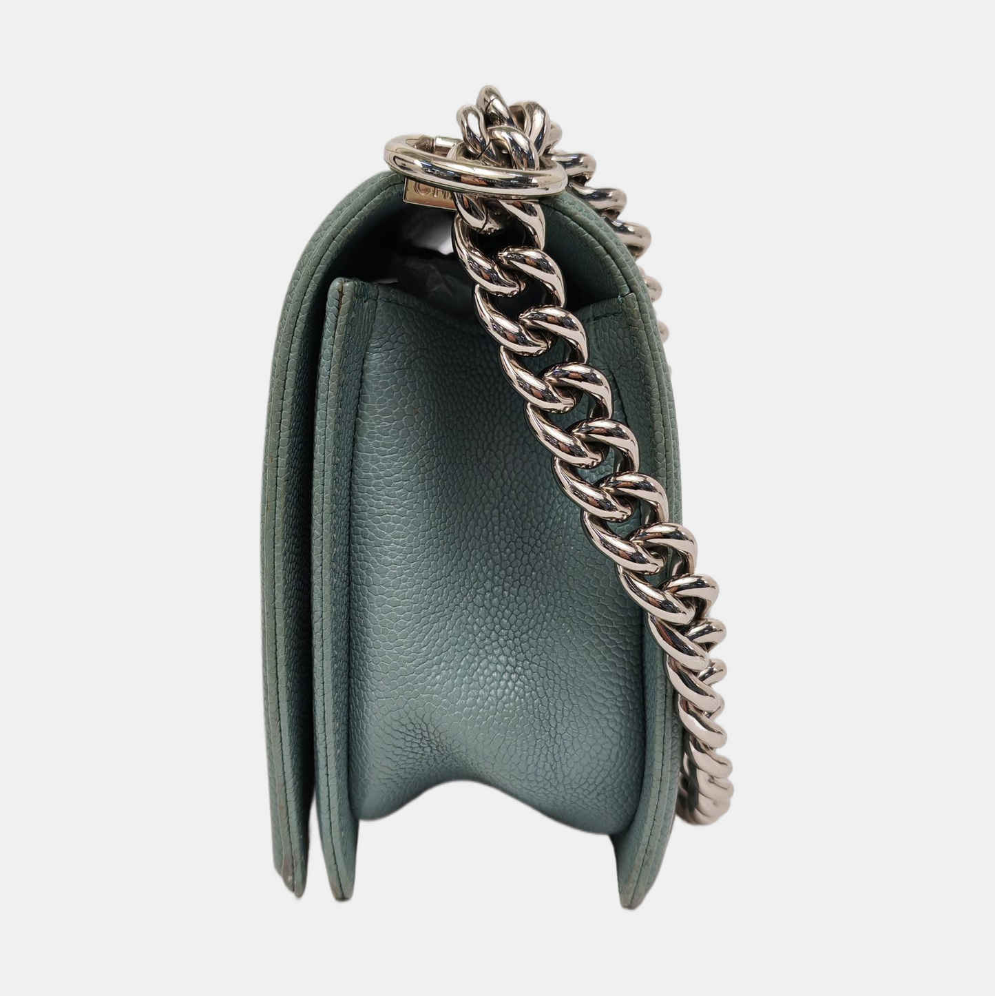 CHANEL BOY CHANEL Medium Green Calfskin Quilted Cannage Single Shoulder Bag, Crossbody Bag with Detachable Strap and Gold/Silver Hardware-(SKU)-969449479
