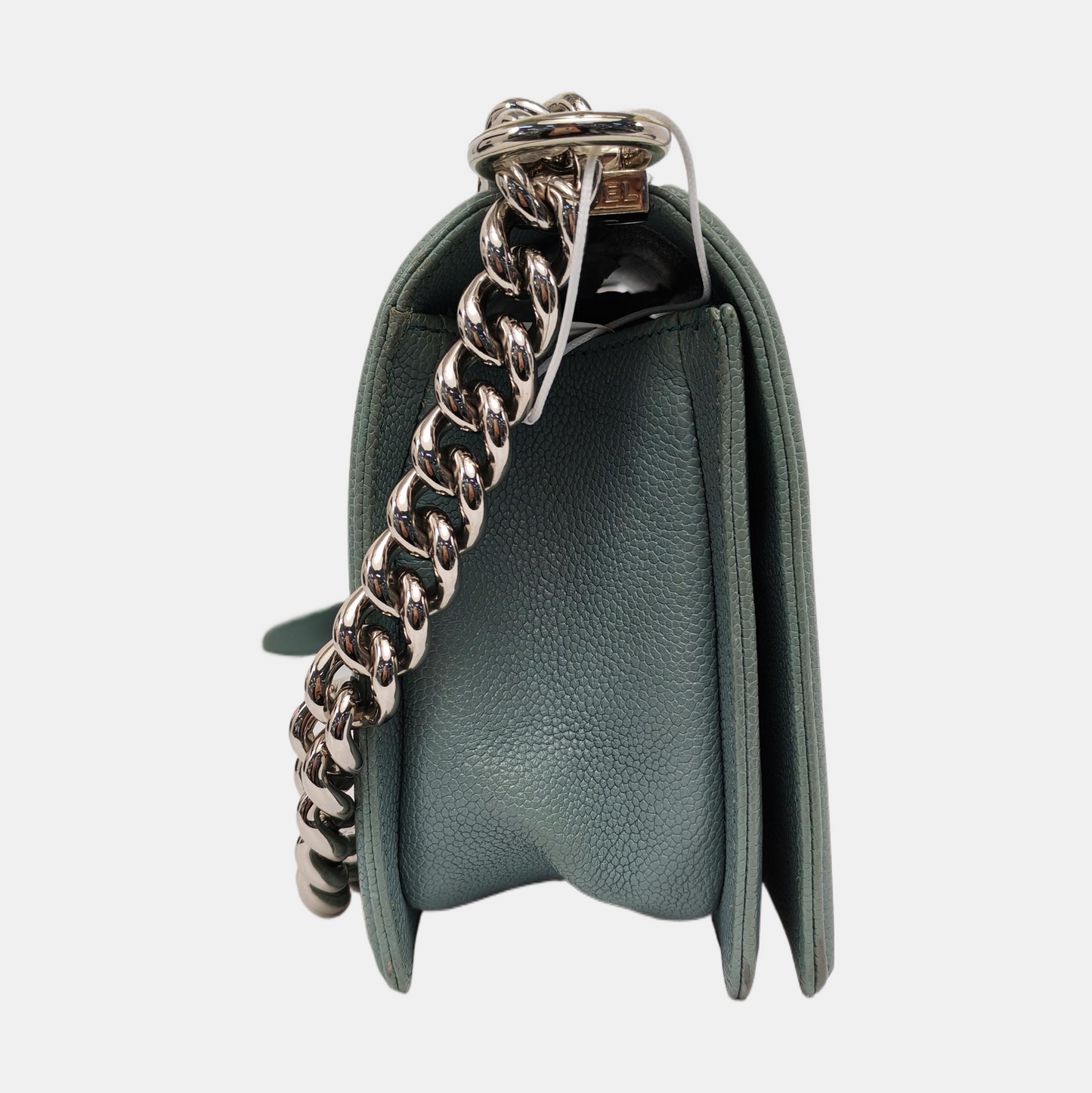 CHANEL BOY CHANEL Medium Green Calfskin Quilted Cannage Single Shoulder Bag, Crossbody Bag with Detachable Strap and Gold/Silver Hardware-(SKU)-969449479