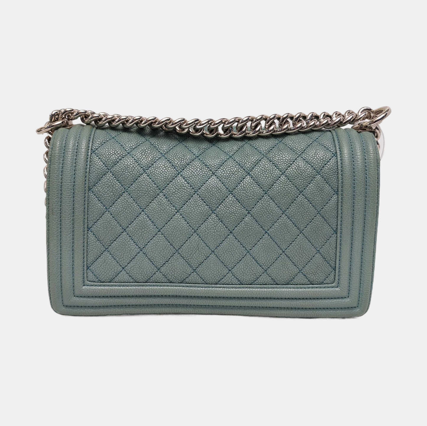 CHANEL BOY CHANEL Medium Green Calfskin Quilted Cannage Single Shoulder Bag, Crossbody Bag with Detachable Strap and Gold/Silver Hardware-(SKU)-969449479