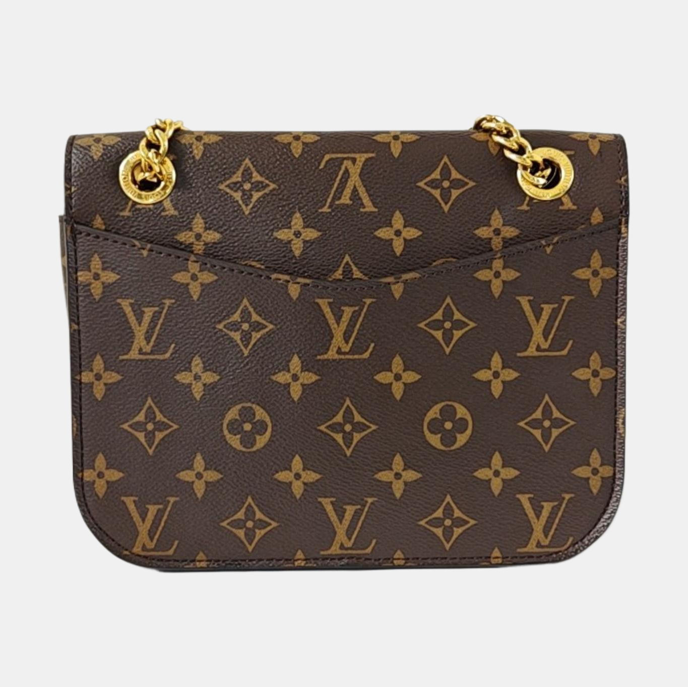 LOUIS VUITTON PASSY Brown Coated Canvas Monogram Crossbody Shoulder Bag with Gold Hardware-(SKU)-969470461