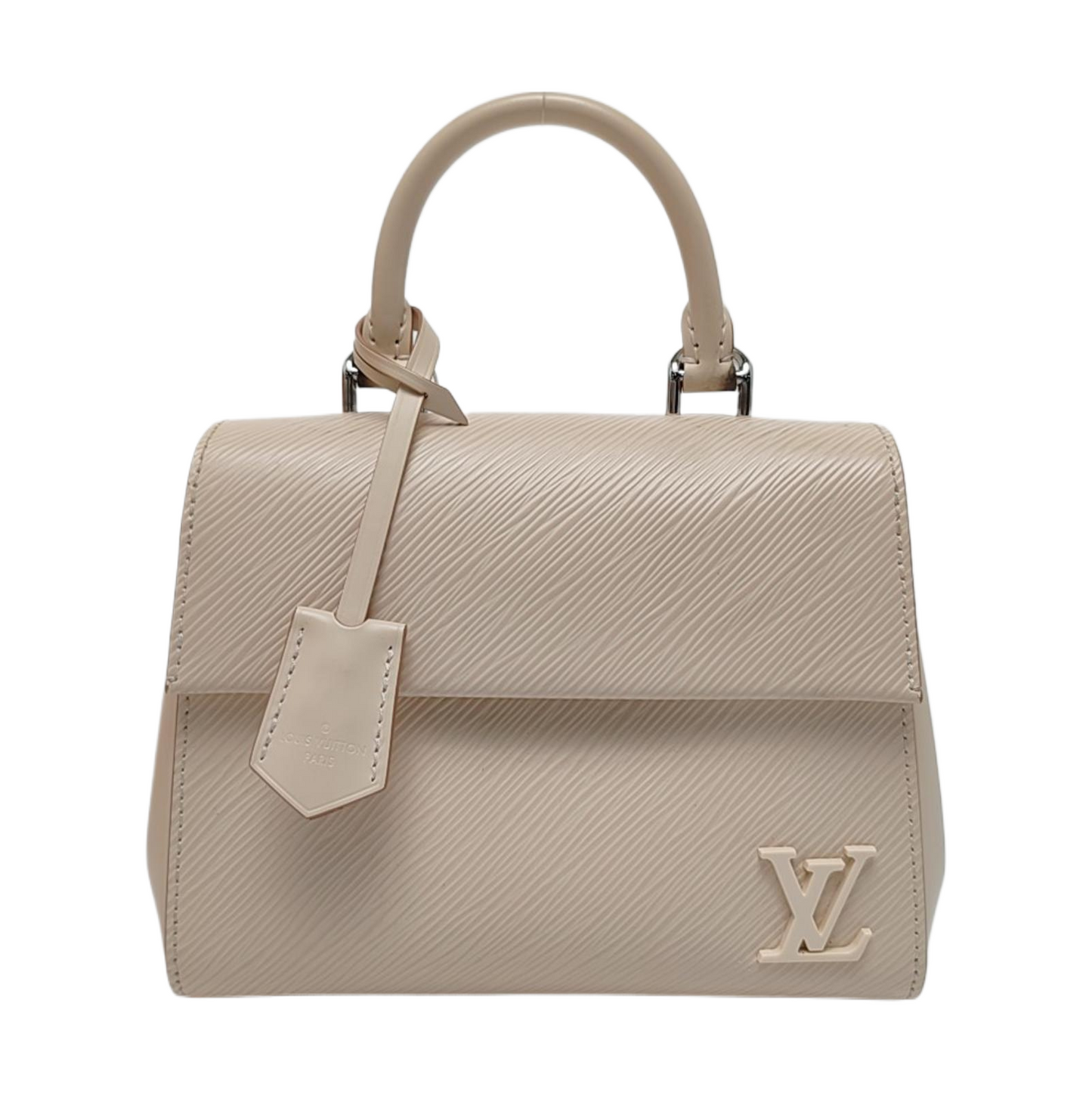 LOUIS VUITTON CLUNY Mini Size Beige EPI Calfskin Water Ripple Pattern Shoulder Bag Tote Bag Crossbody Bag Silver Hardware Removable Strap Included Accessories Complete-(SKU)-969178861