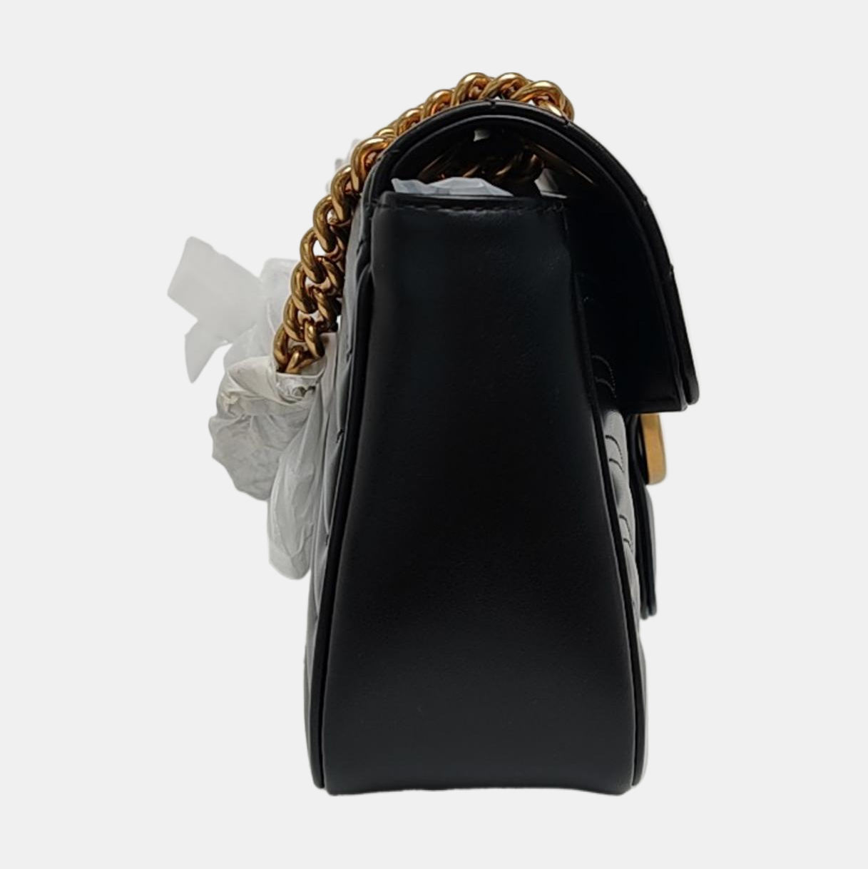 GUCCI GG Marmont Small Black Leather Quilted Wave Shoulder Bag Tote Crossbody with Detachable Strap-(SKU)-969320684