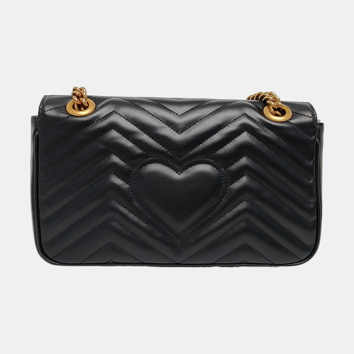 GUCCI GG Marmont Small Black Leather Quilted Wave Shoulder Bag Tote Crossbody with Detachable Strap-(SKU)-969320684