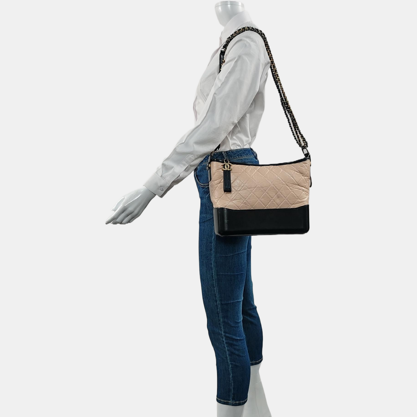CHANEL GABRIELLE Medium Beige Quilted Leather Hobo Shoulder Bag Crossbody Bag with Detachable Strap-(SKU)-969446308