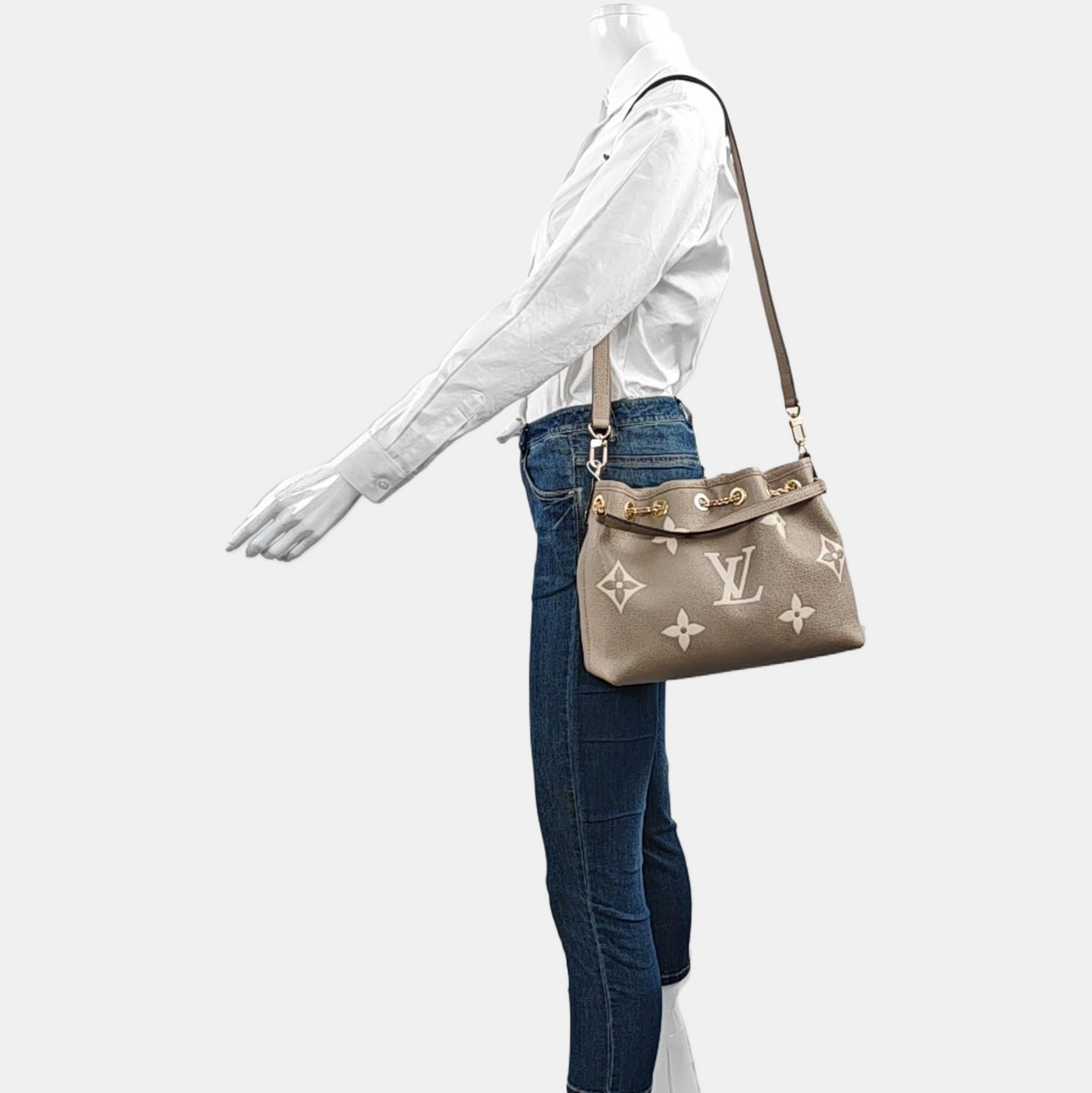 LOUIS VUITTON BUNDLE Elephant Grey Calfskin Monogram Crossbody Bag, Handle Bag, Shoulder Bag with Detachable Strap, Golden Hardware, Pouch Detachable-(SKU)-969173040