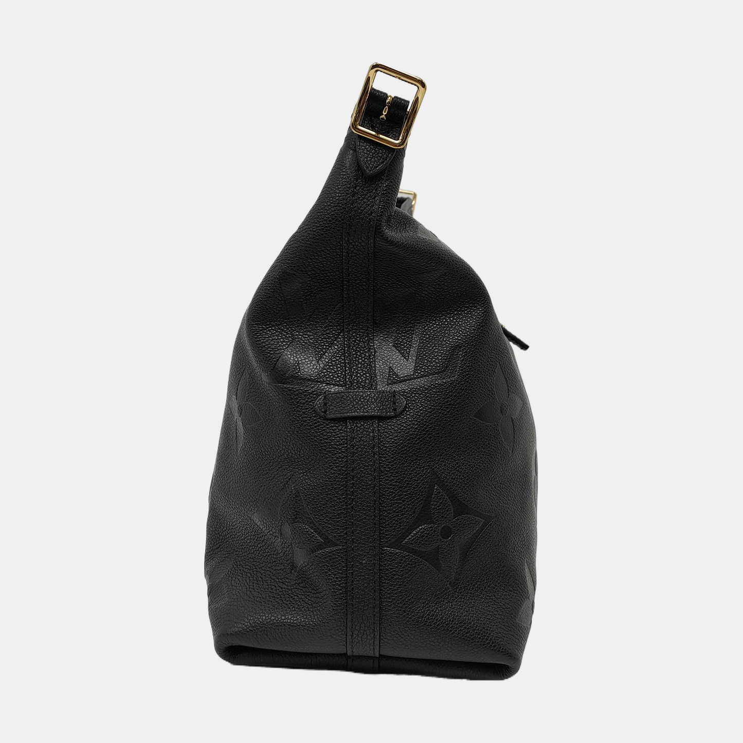 LOUIS VUITTON CARRYALL Medium Black Leather Monogram Crinkle Samurai Shoulder Bag Tote with Gold Hardware and Removable Strap-(SKU)-963988970