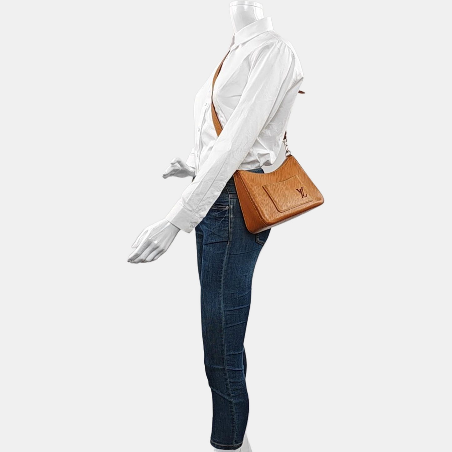 LOUIS VUITTON MARELLE Orange EPI Leather Monogram Water Wave Crossbody Bag Tote Detachable Strap-(SKU)-969600239