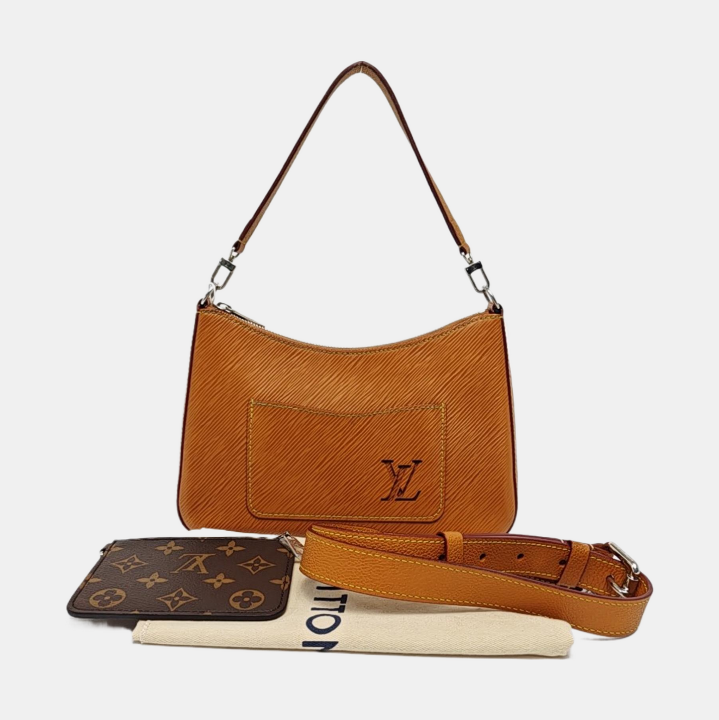 LOUIS VUITTON MARELLE Orange EPI Leather Monogram Water Wave Crossbody Bag Tote Detachable Strap-(SKU)-969600239