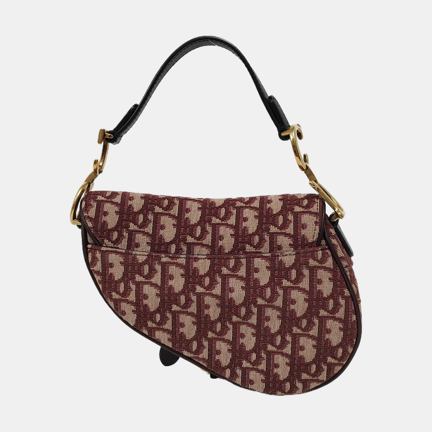 DIOR Saddle Mini Red Canvas Monogram Damier Embossed Saddle Bag, Shoulder Bag, Golden Hardware, Removable Strap-(SKU)-969254795