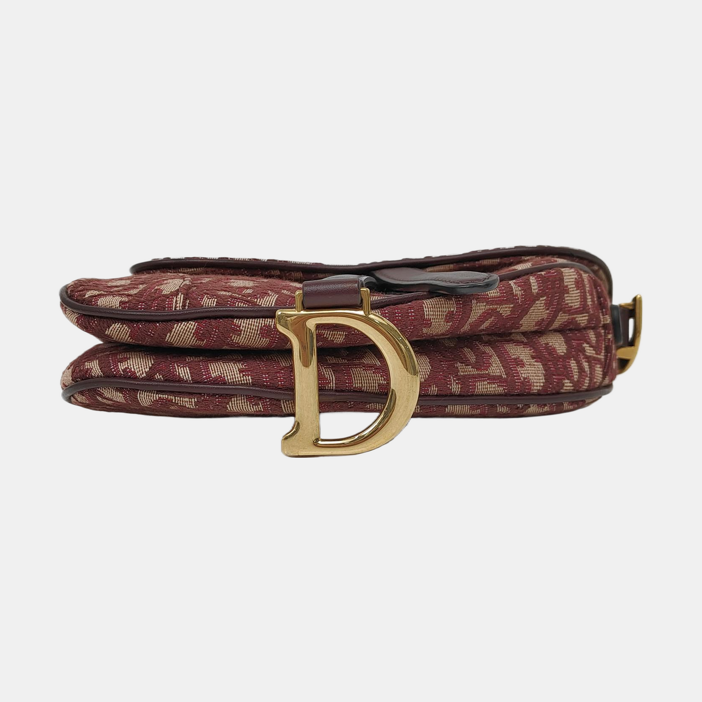 DIOR Saddle Mini Red Canvas Monogram Damier Embossed Saddle Bag, Shoulder Bag, Golden Hardware, Removable Strap-(SKU)-969254795