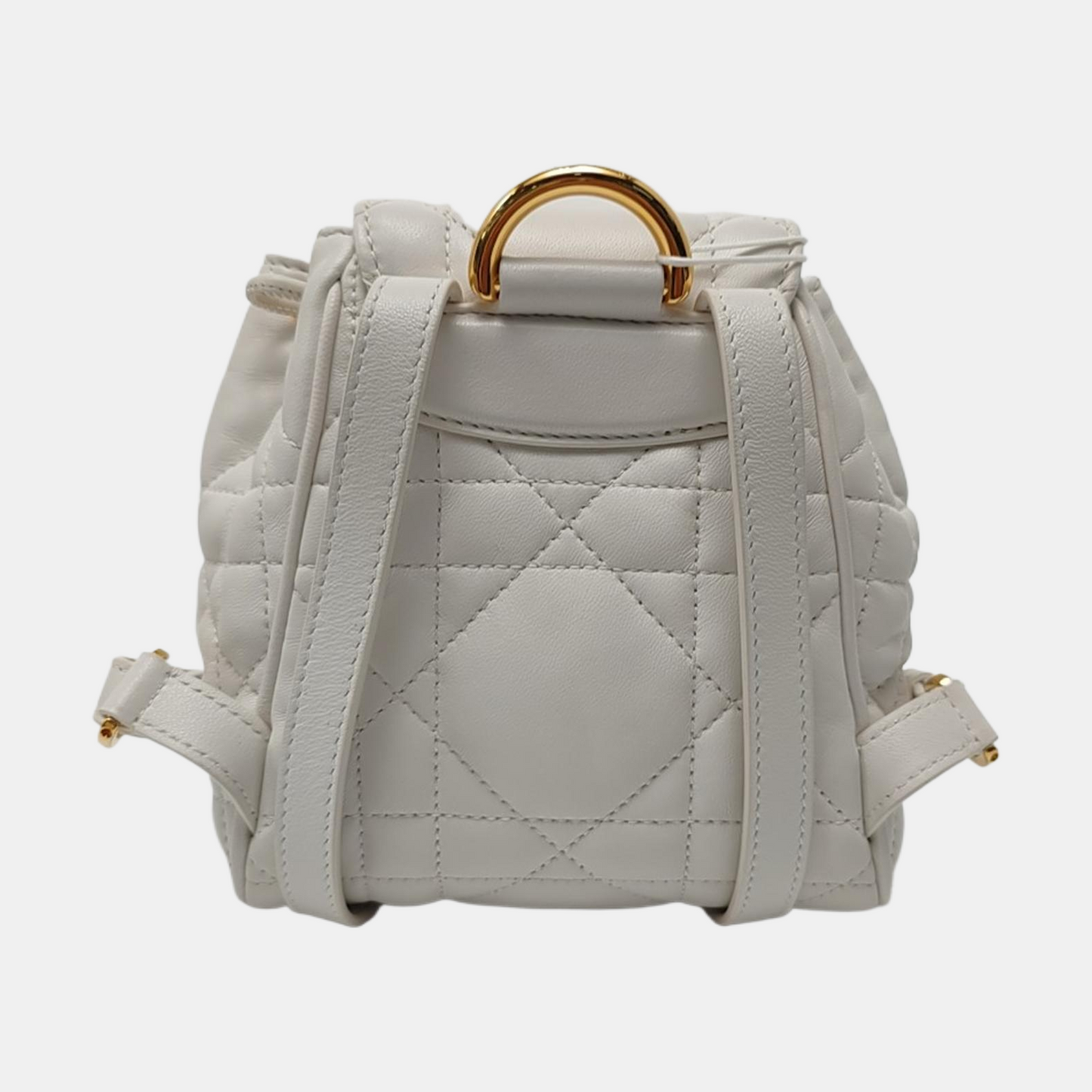 DIOR Dior Caro White Lamb Skin Woven Check Double Shoulder Bag Golden Hardware-(SKU)-969428669