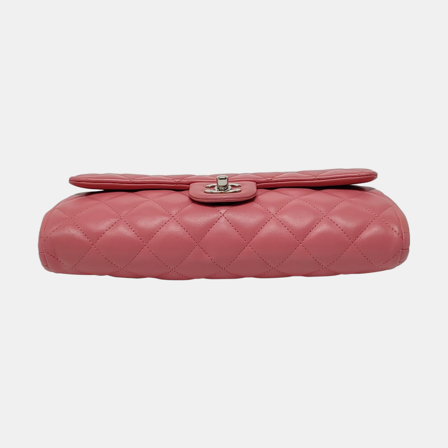 CHANEL CLASSIC FLAP Pink Lamb Leather Quilted Chevron Shoulder Bag Silver Hardware 18 Openings Complete Accessories-(SKU)-969451991