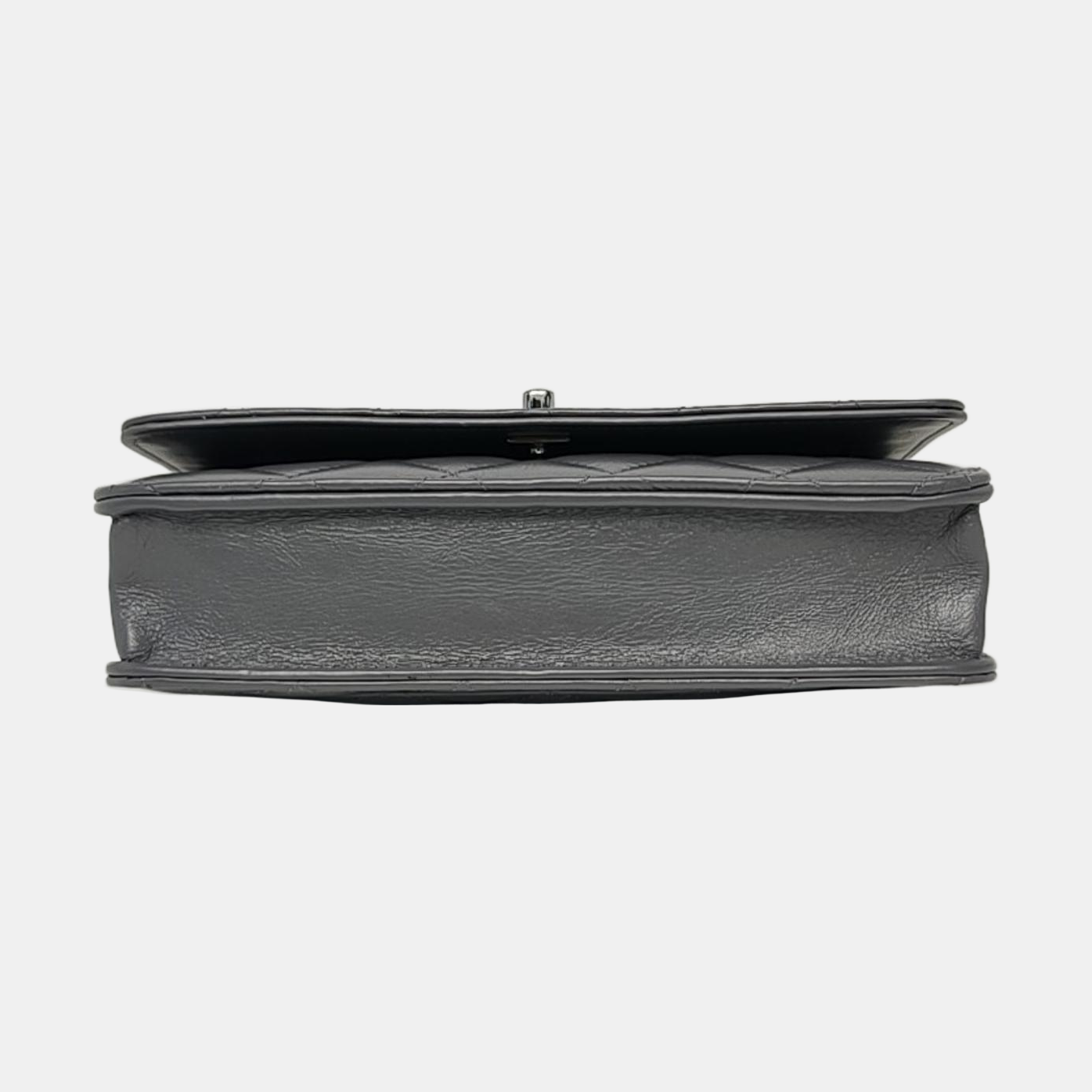 CHANEL WOC Gray Calfskin Quilted Lambskin Shoulder Bag Crossbody Bag Handbag with Silver Hardware-(SKU)-969393212