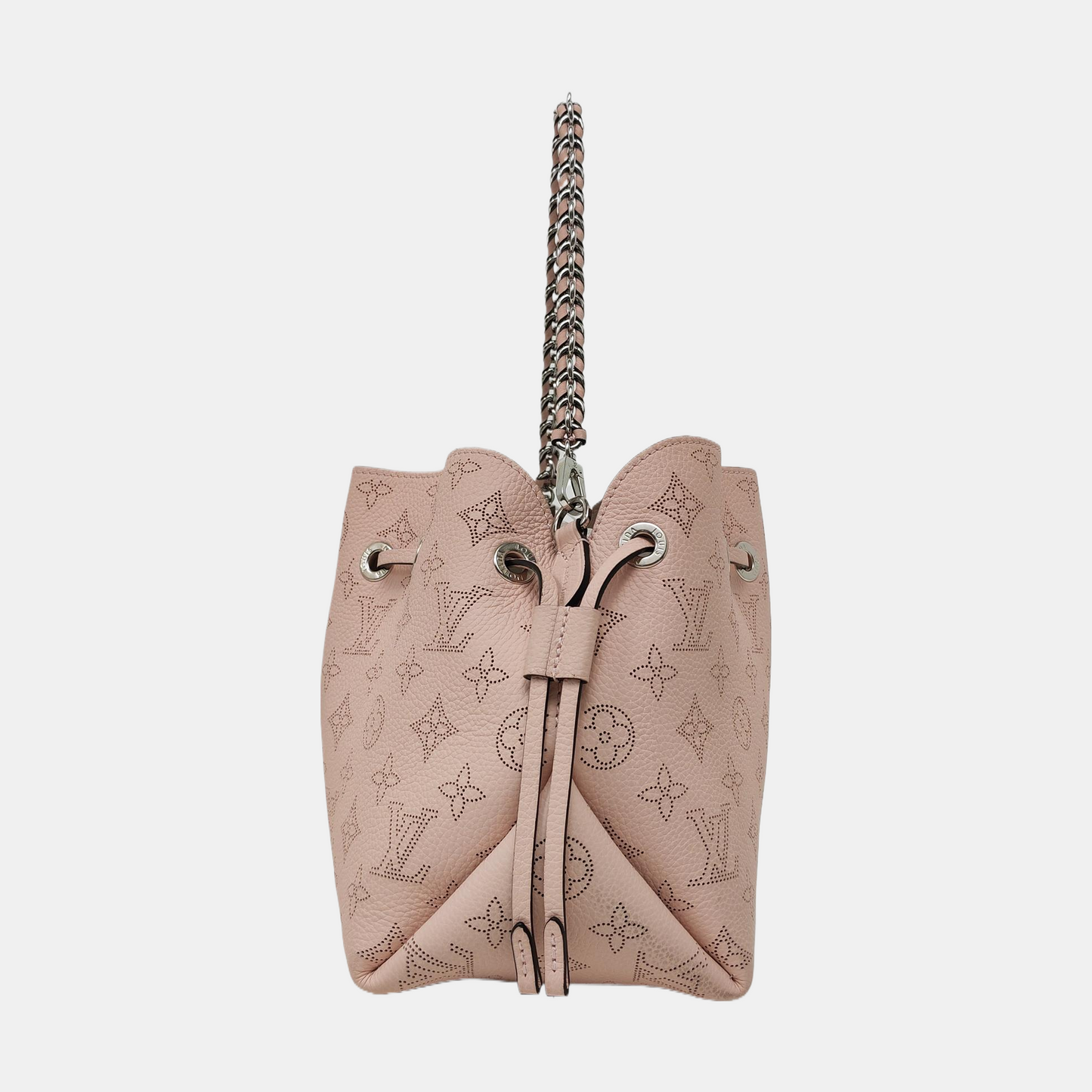 LOUIS VUITTON BELLA Pink Calfskin Monogram Woven Handbag Crossbody Shoulder Bag with Detachable Strap and Silver Hardware, Pockets-(SKU)-969158612