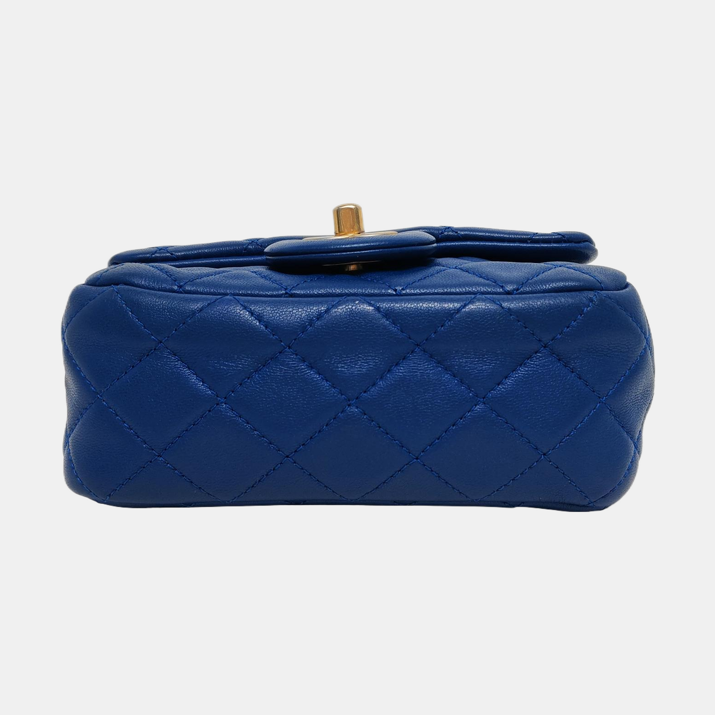 CHANEL CLASSIC FLAP Mini Blue Lamb Leather Grained Quilted Fat Boy Crossbody Bag Single Shoulder Bag with Gold Hardware 30 opening-(SKU)-969459485